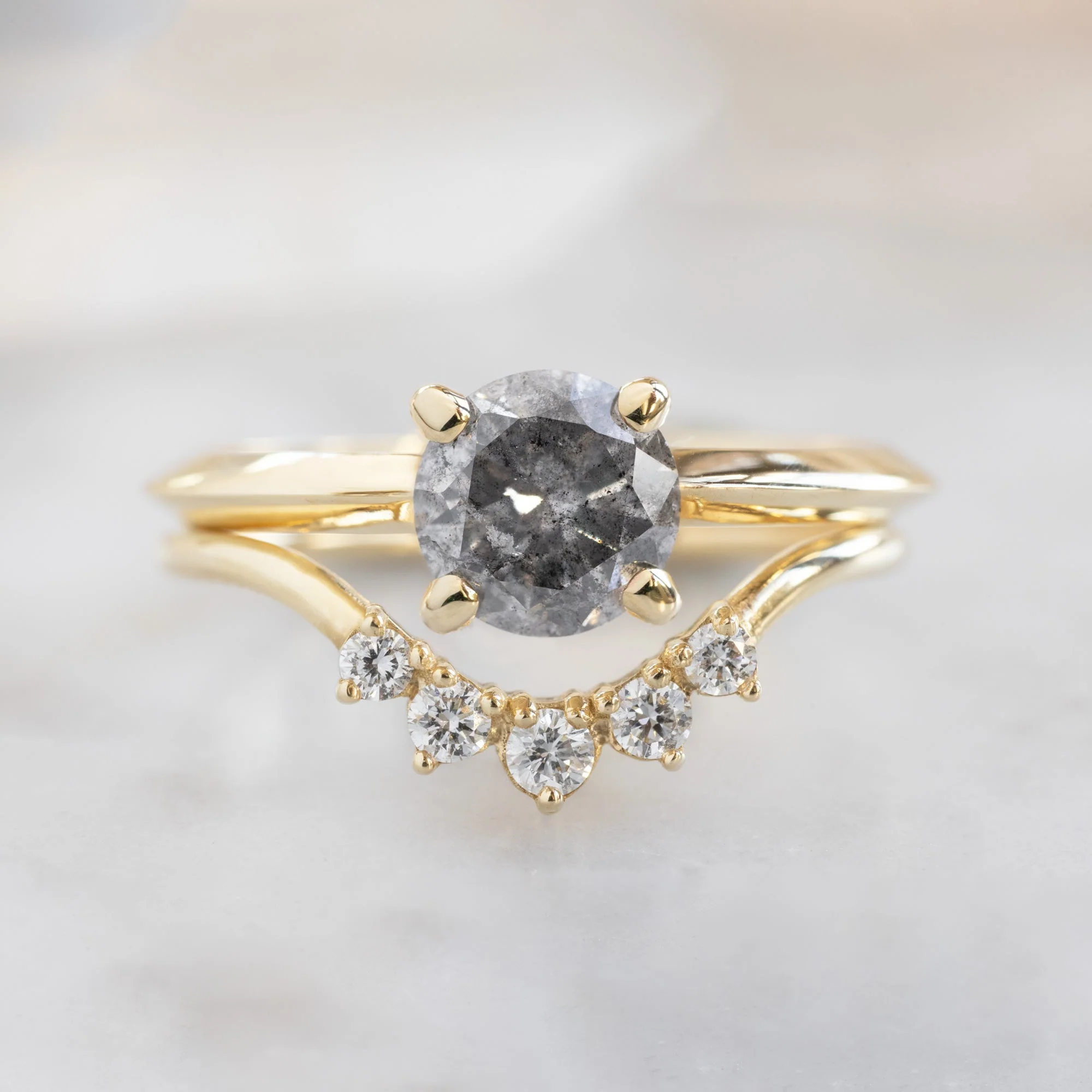 The Bryn Ring | 1.05ct Round Salt and Pepper Diamond in 14K Yellow Gold - Image 3