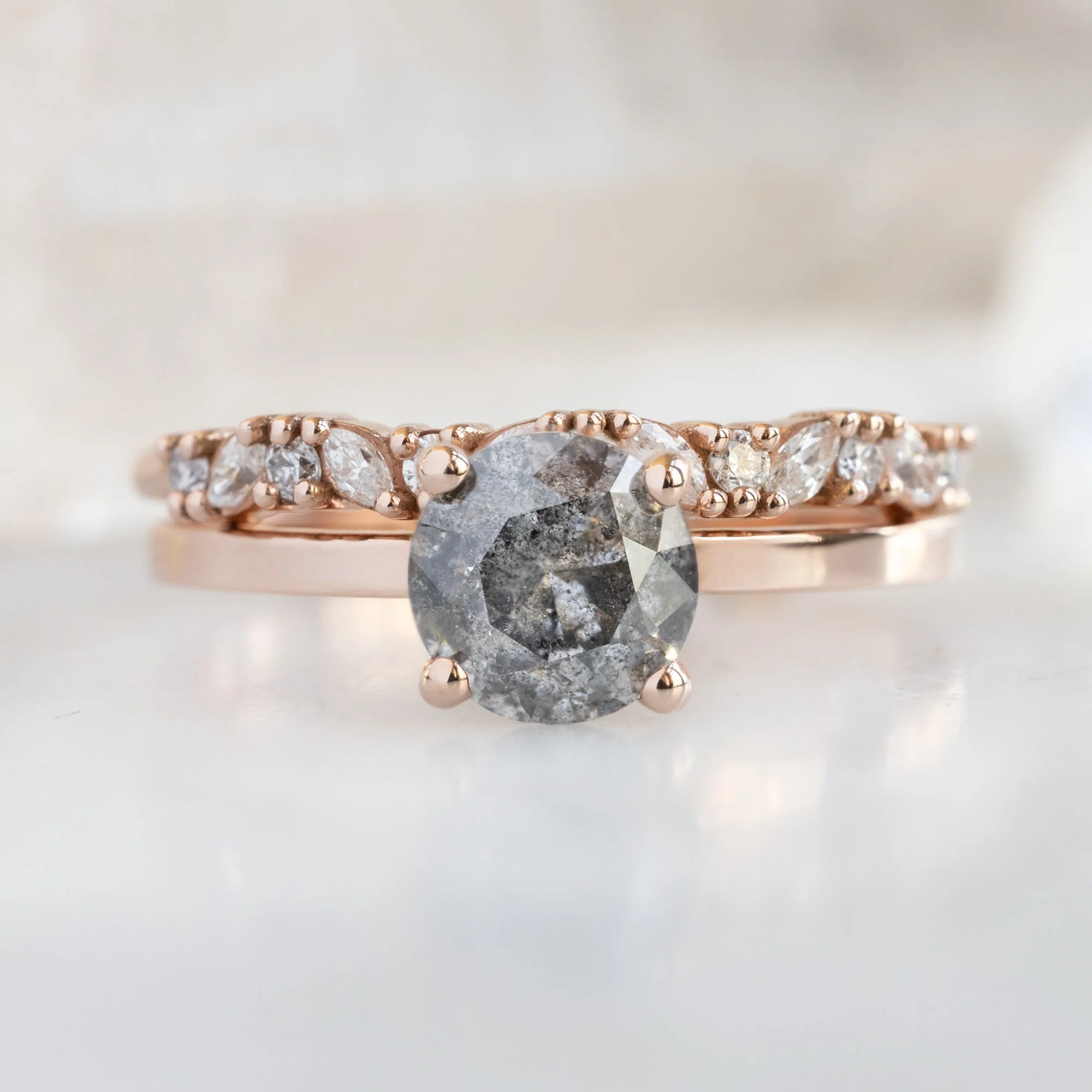 The Bryn Ring | 1.12ct Round Salt and Pepper Diamond in 14K Rose Gold - Image 3