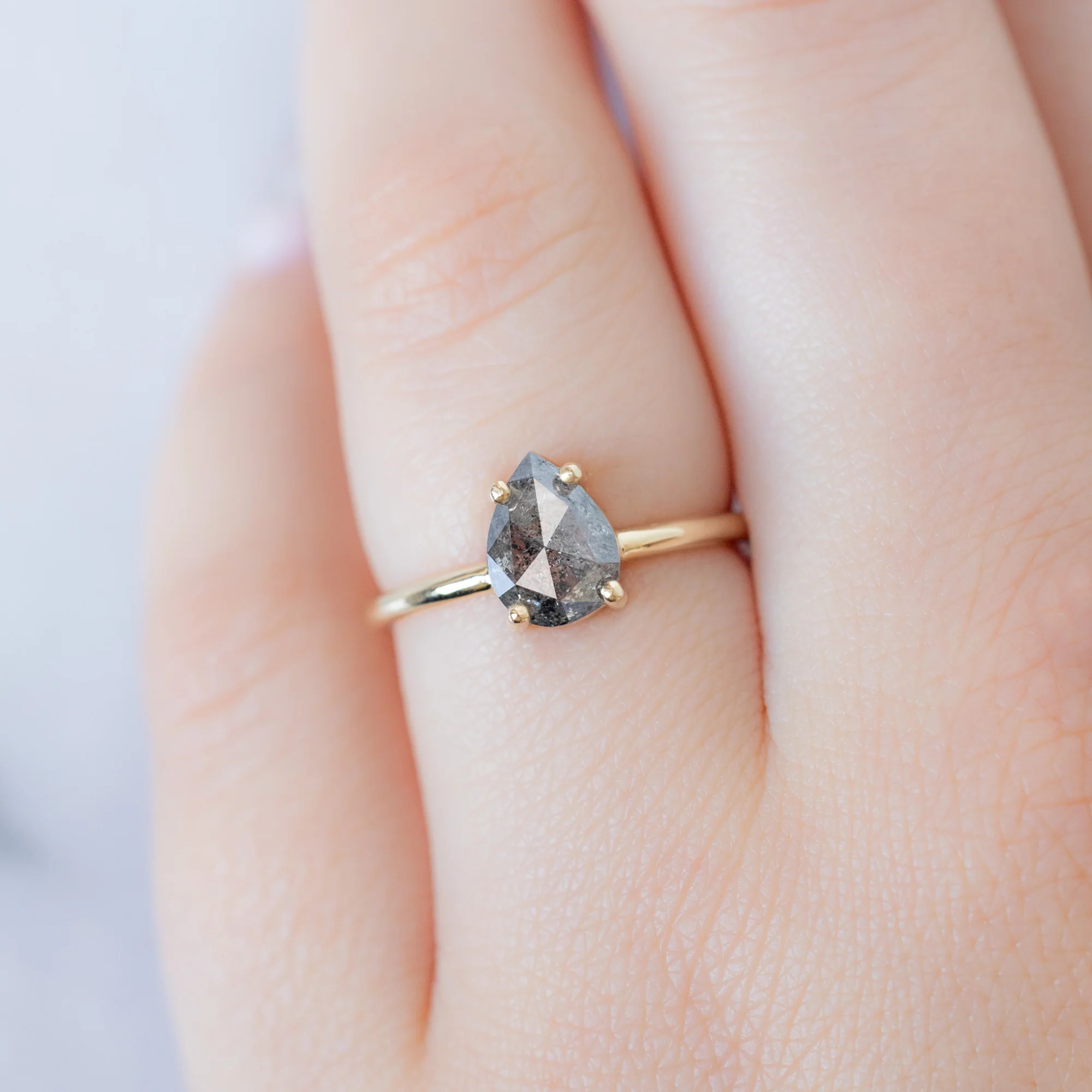 The Bryn Ring | 1.25ct Pear Salt and Pepper Diamond in 14K Yellow Gold - Image 4