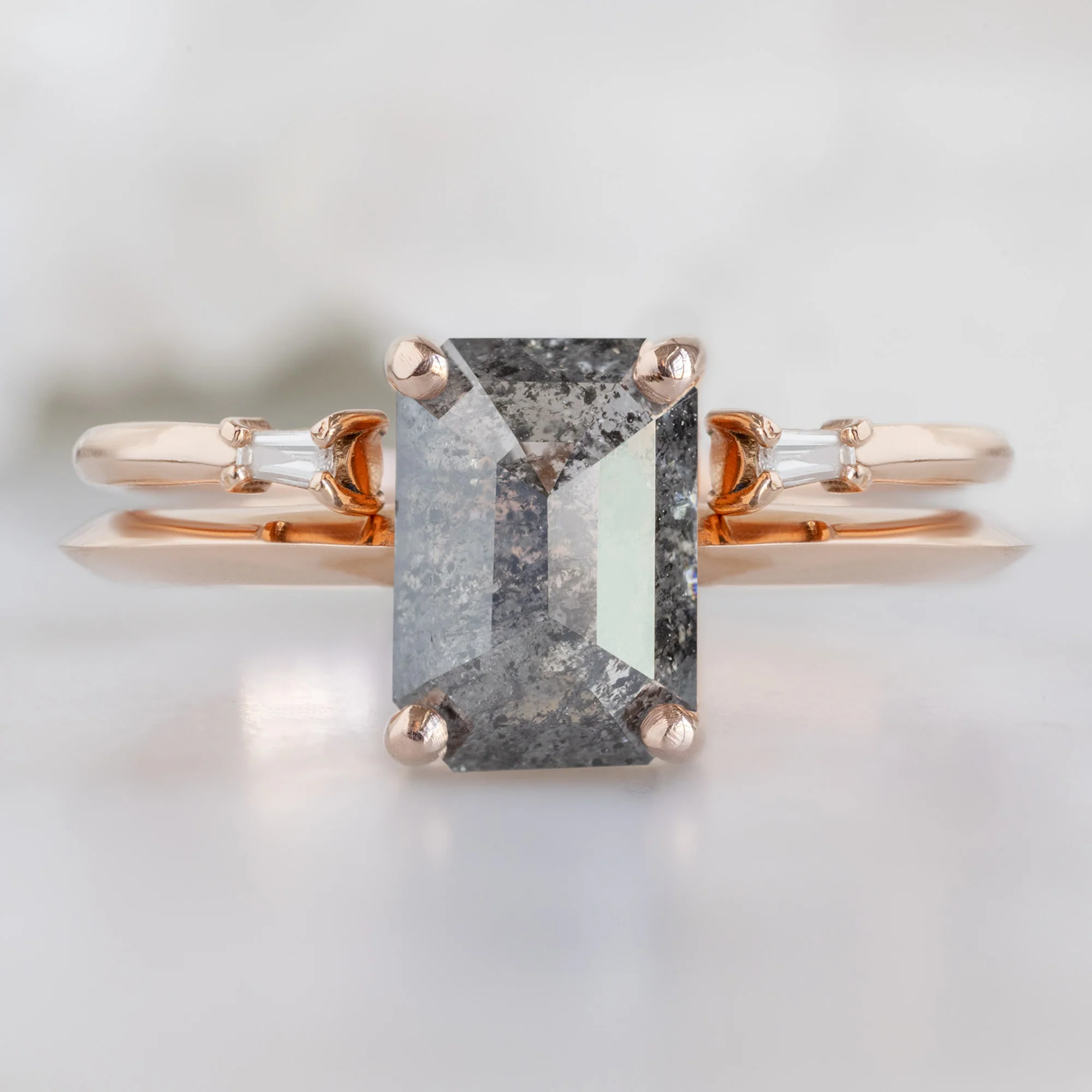 The Bryn Ring | 1.26ct Emerald Cut Salt and Pepper Diamond in 14K Rose Gold - Image 3