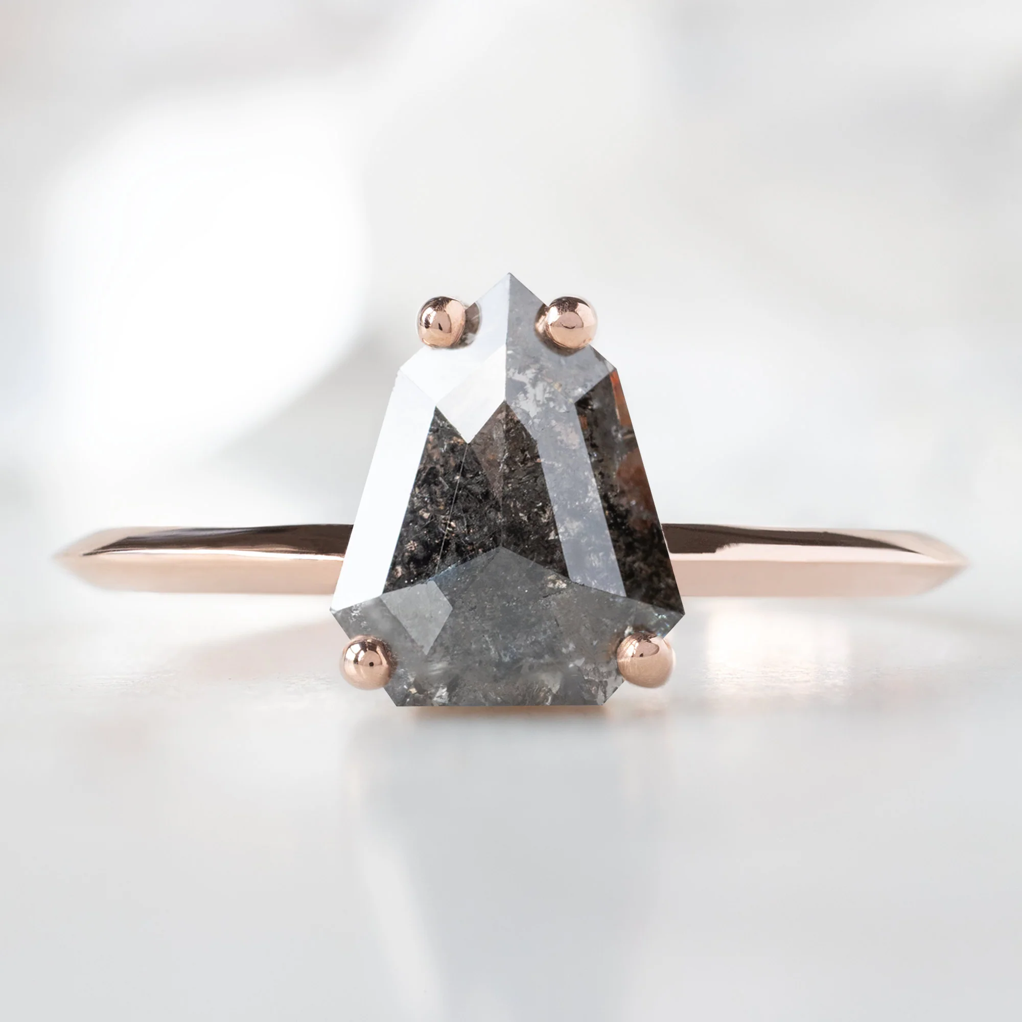 The Bryn Ring | 1.34ct Geometric Black Diamond in 14K Rose Gold