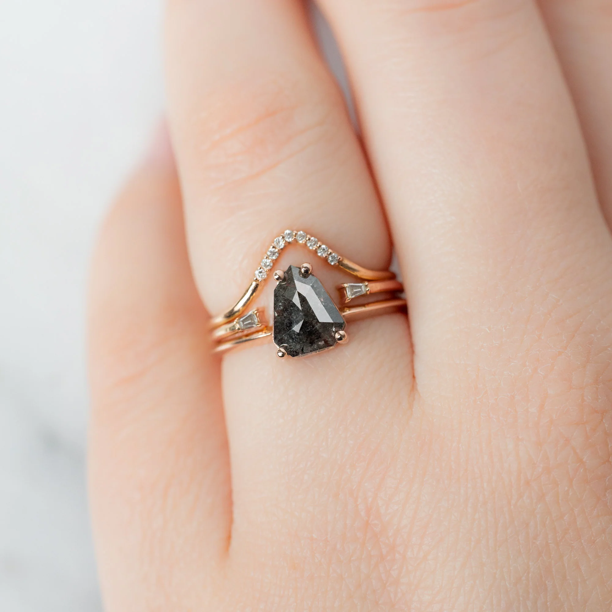 The Bryn Ring | 1.34ct Geometric Black Diamond in 14K Rose Gold - Image 2