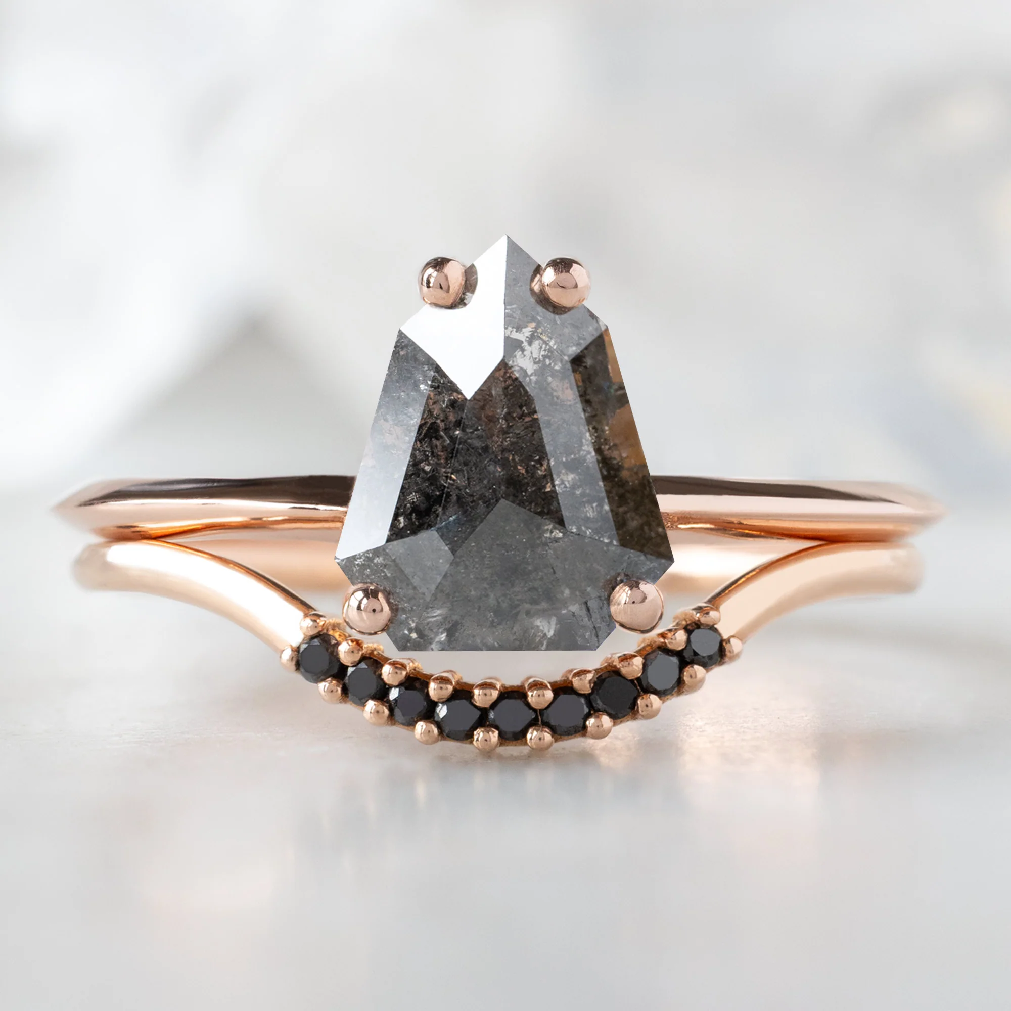 The Bryn Ring | 1.34ct Geometric Black Diamond in 14K Rose Gold - Image 3