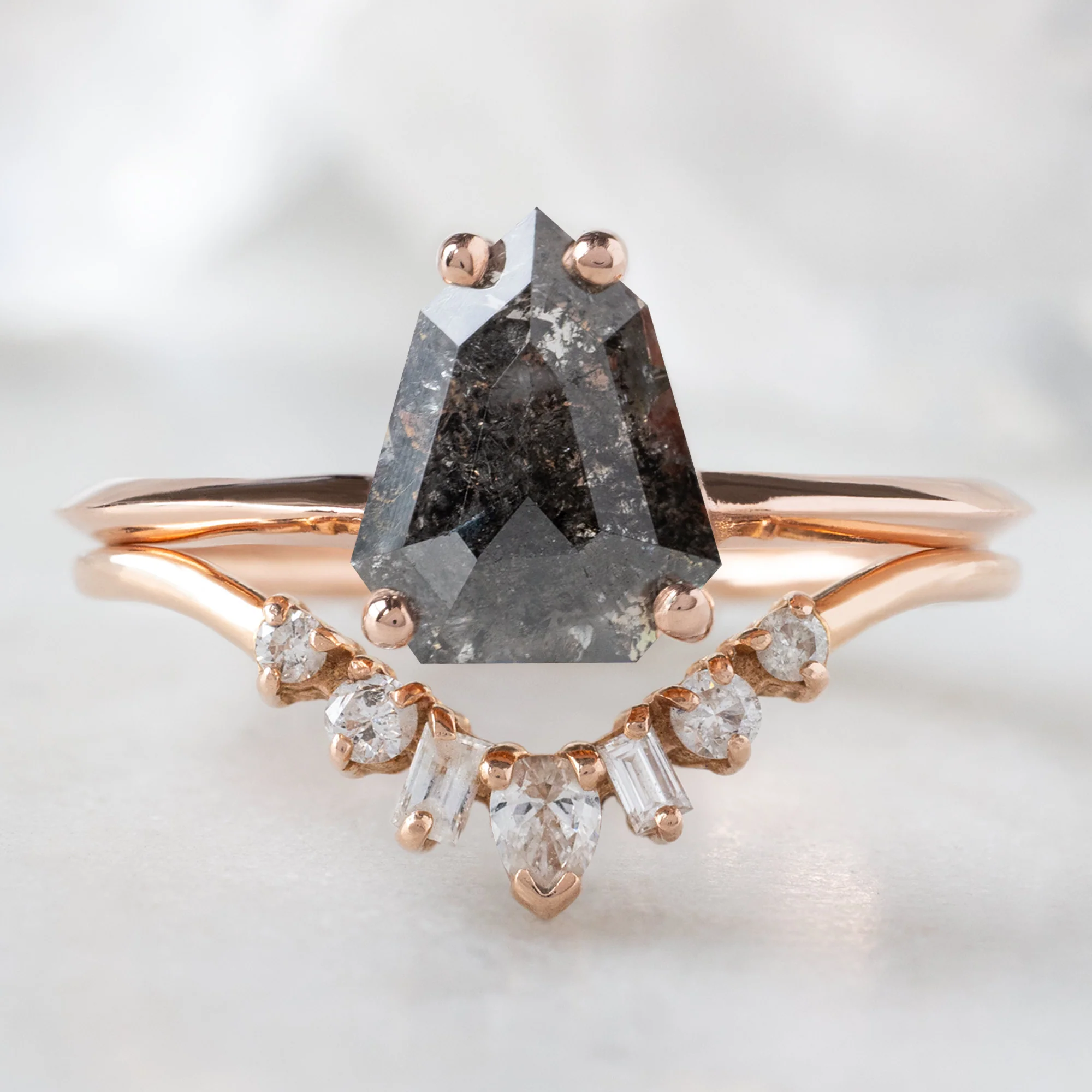 The Bryn Ring | 1.34ct Geometric Black Diamond in 14K Rose Gold - Image 4