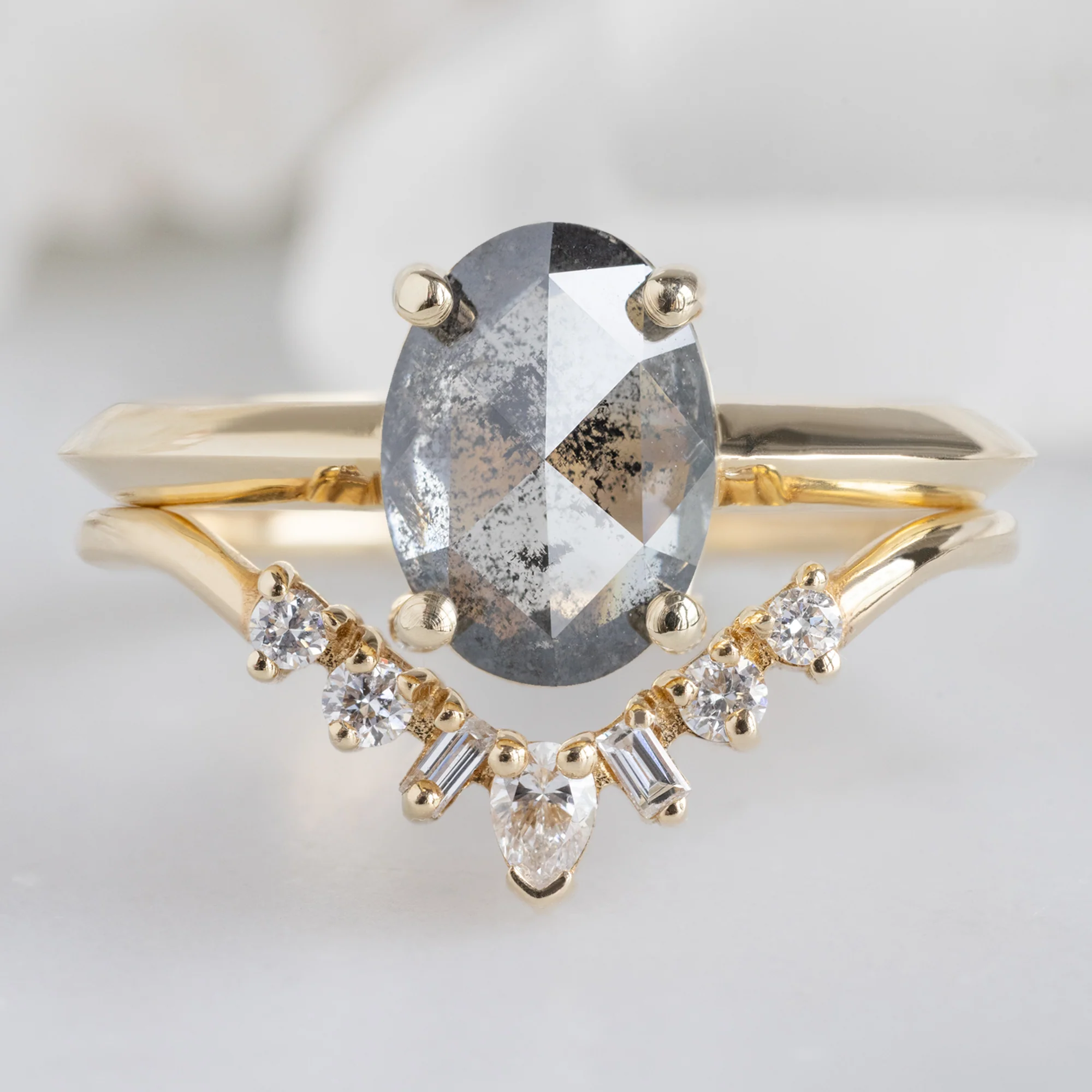 The Bryn Ring | 1.41ct Oval Salt and Pepper Diamond in 14K Yellow Gold - Image 4