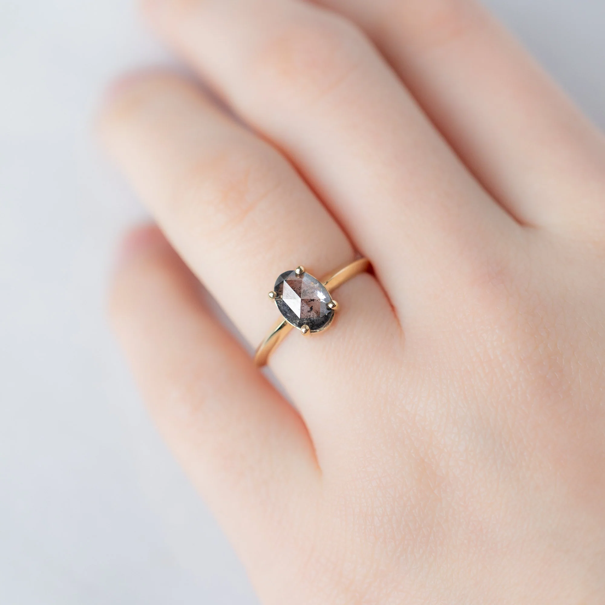 The Bryn Ring | 1.41ct Oval Salt and Pepper Diamond in 14K Yellow Gold - Image 5
