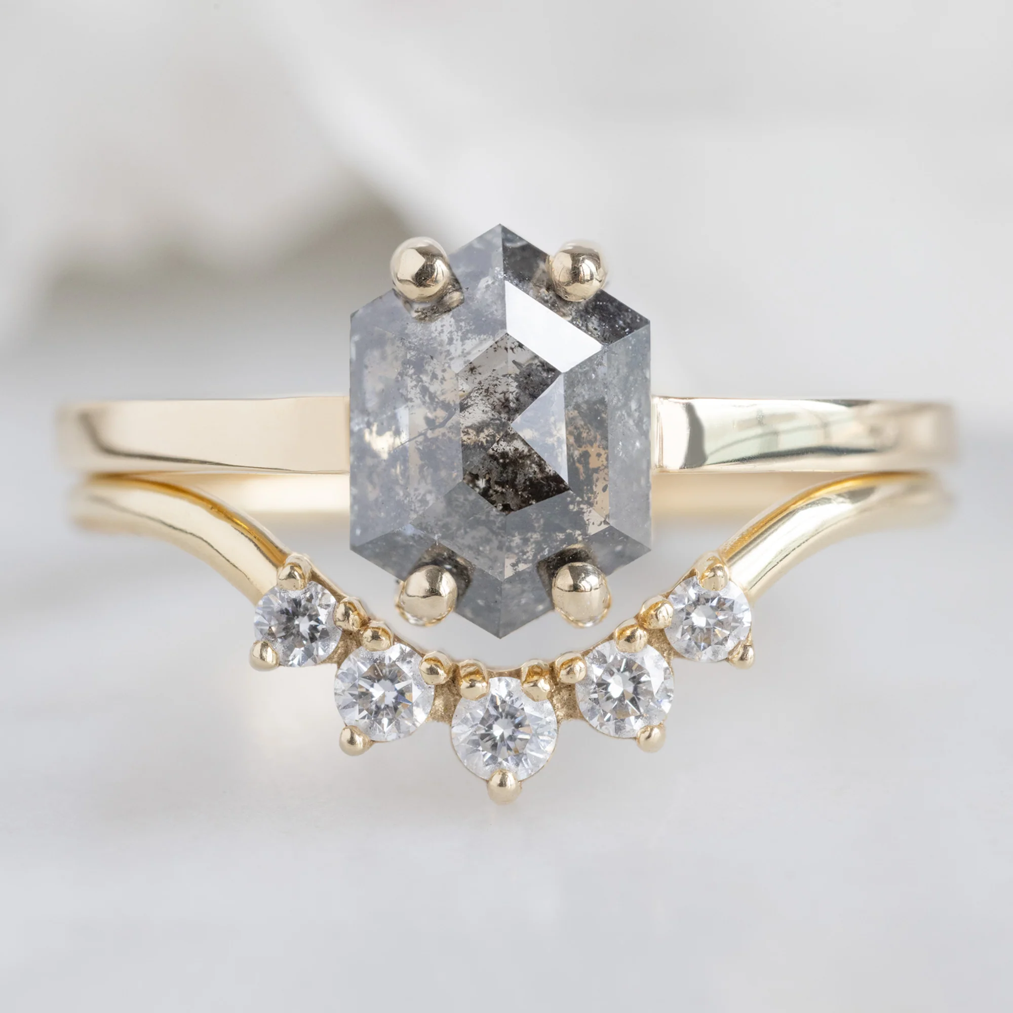 The Bryn Ring | 1.42ct Hexagon Salt and Pepper Diamond in 14K Yellow Gold - Image 5