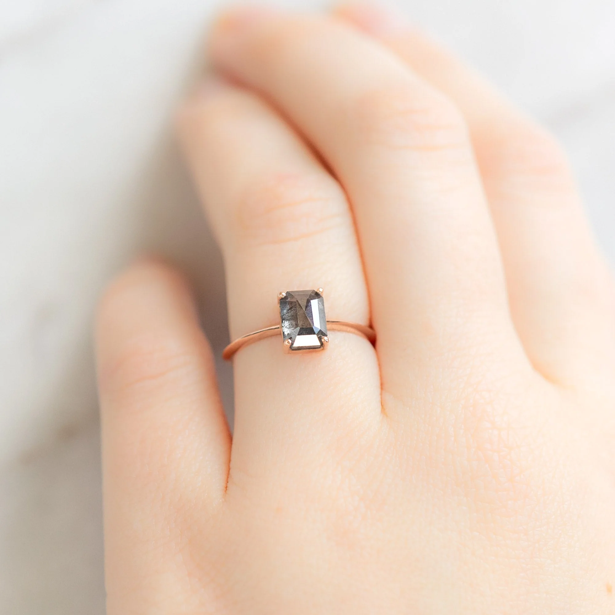 The Bryn Ring | 1.47ct Emerald Salt and Pepper Diamond in 14K Rose Gold - Image 2