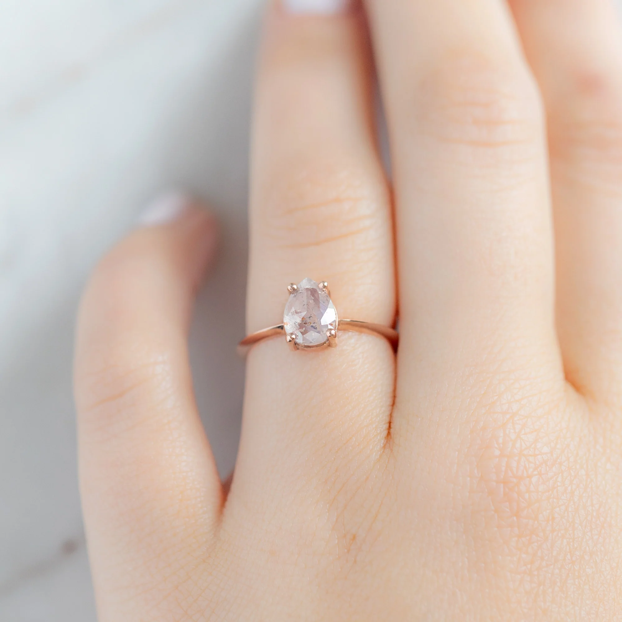 The Bryn Ring | 1.47ct Pear Pink Diamond in 14K Rose Gold - Image 2