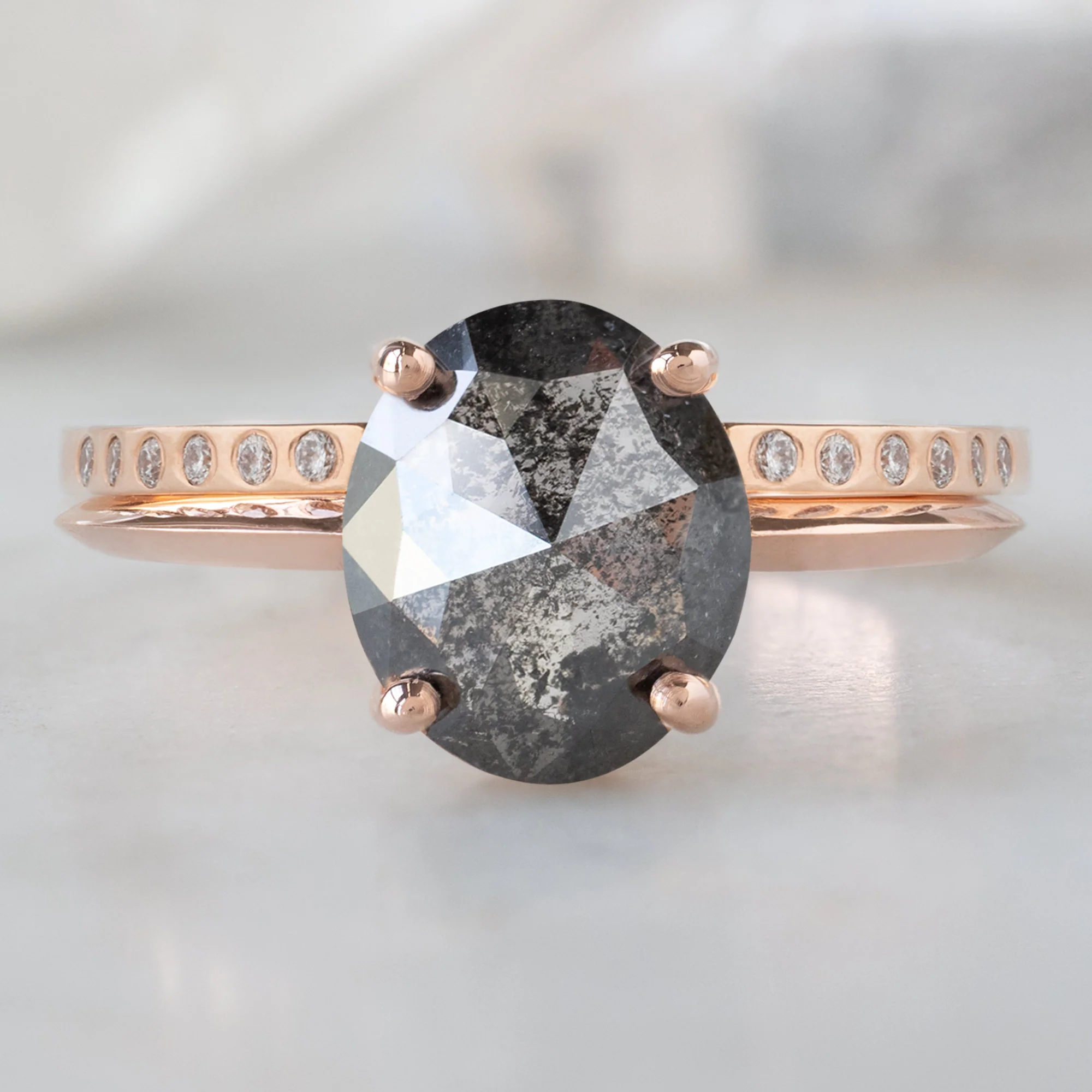 The Bryn Ring | 1.53ct Oval Salt and Pepper Diamond in 14K Rose Gold - Image 3