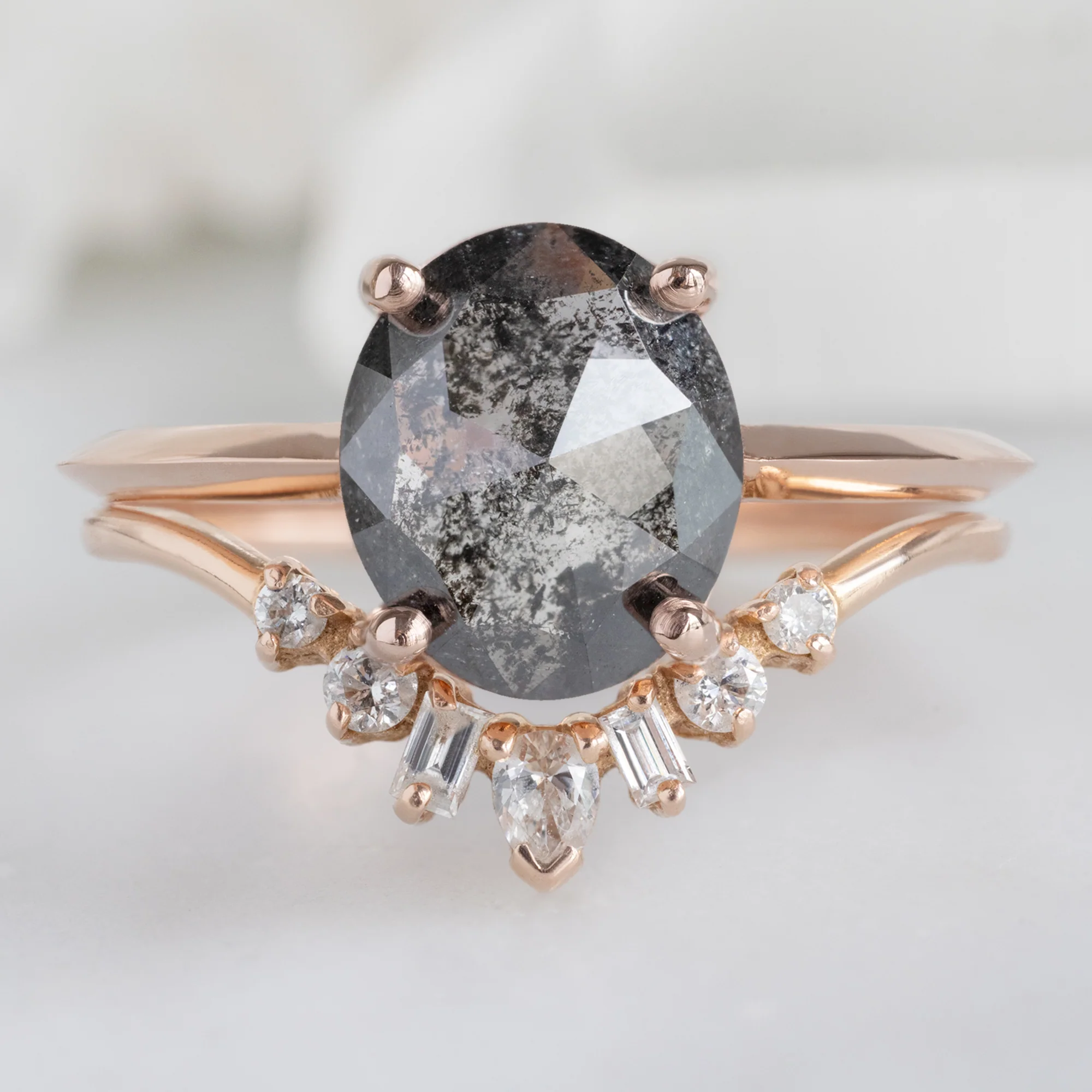 The Bryn Ring | 1.53ct Oval Salt and Pepper Diamond in 14K Rose Gold - Image 4