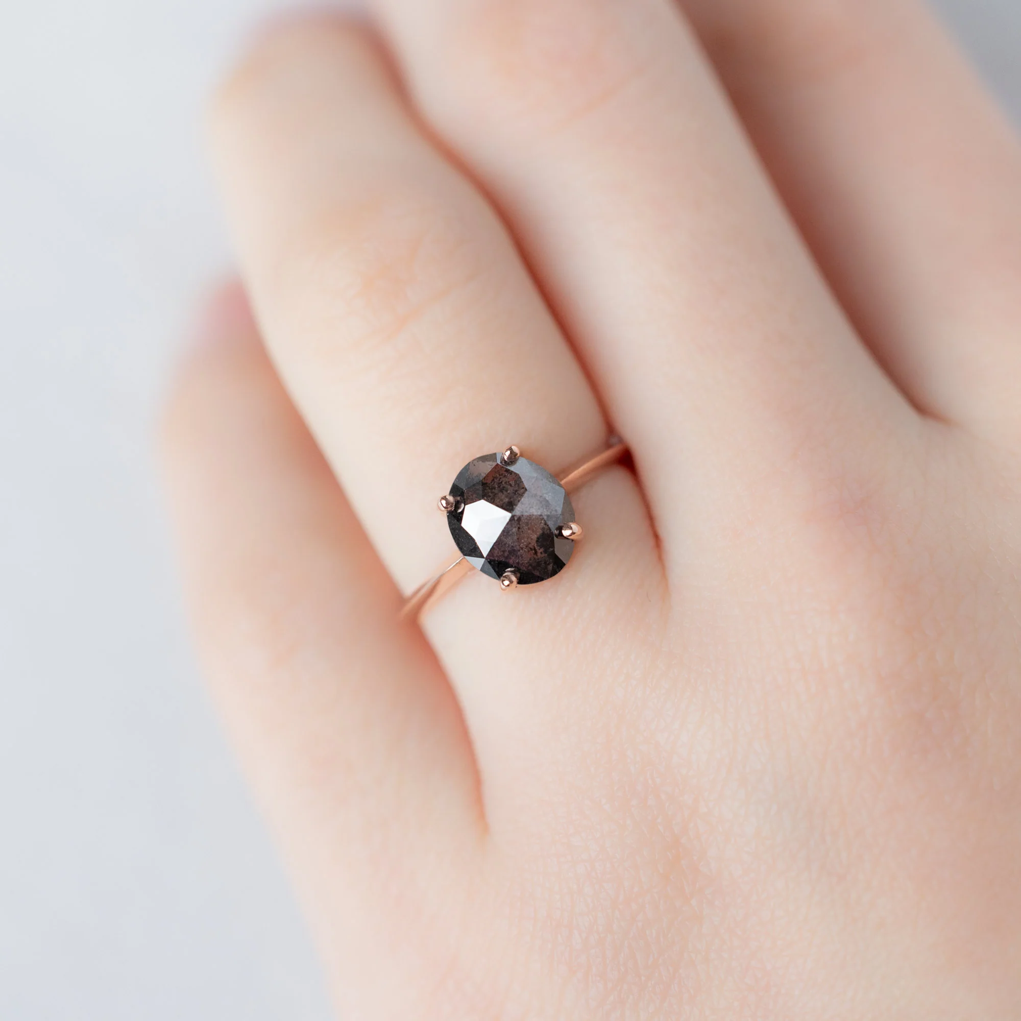 The Bryn Ring | 1.53ct Oval Salt and Pepper Diamond in 14K Rose Gold - Image 5