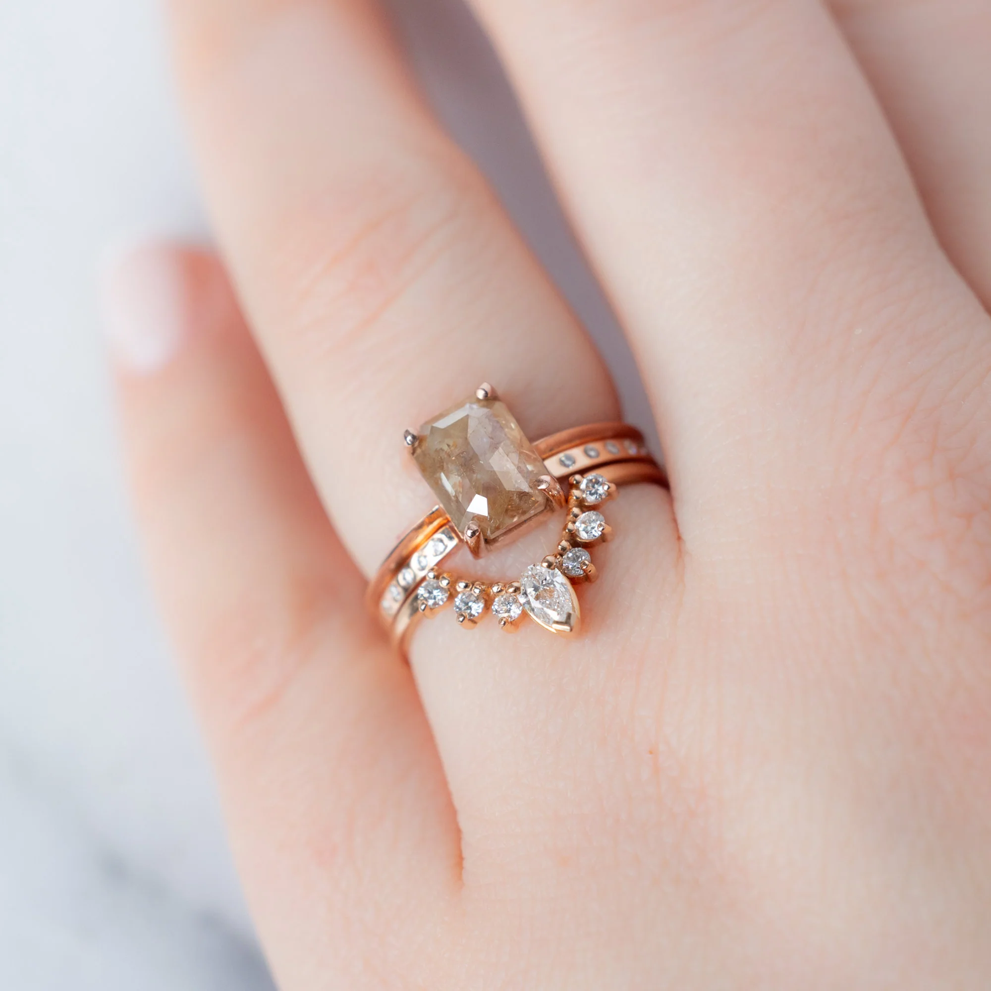 The Bryn Ring | 1.88ct Emerald Cut Red Diamond in 14K Rose Gold - Image 2