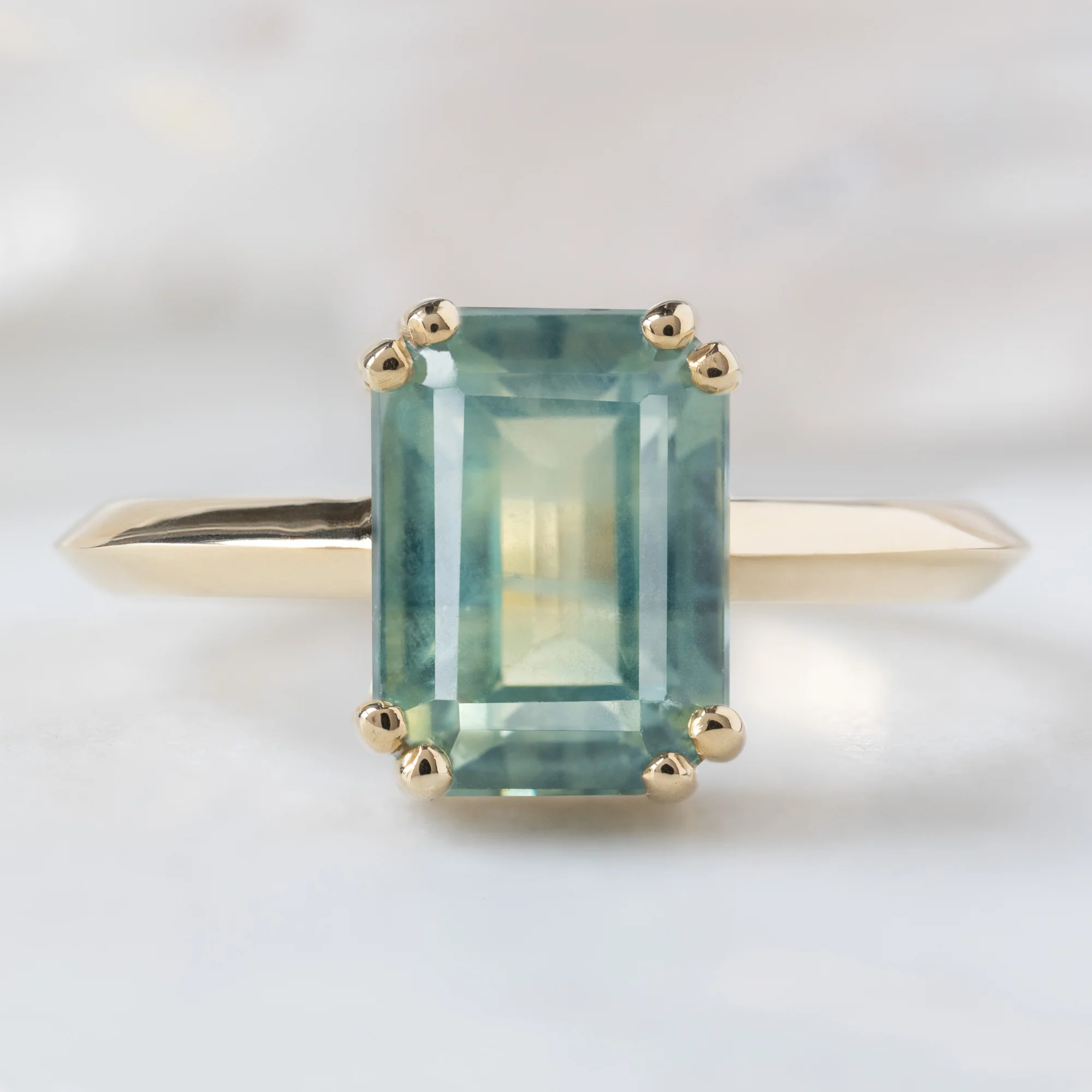 The Bryn Ring | 2.97ct Emerald Cut Bi-Color Sapphire in 14K Yellow Gold