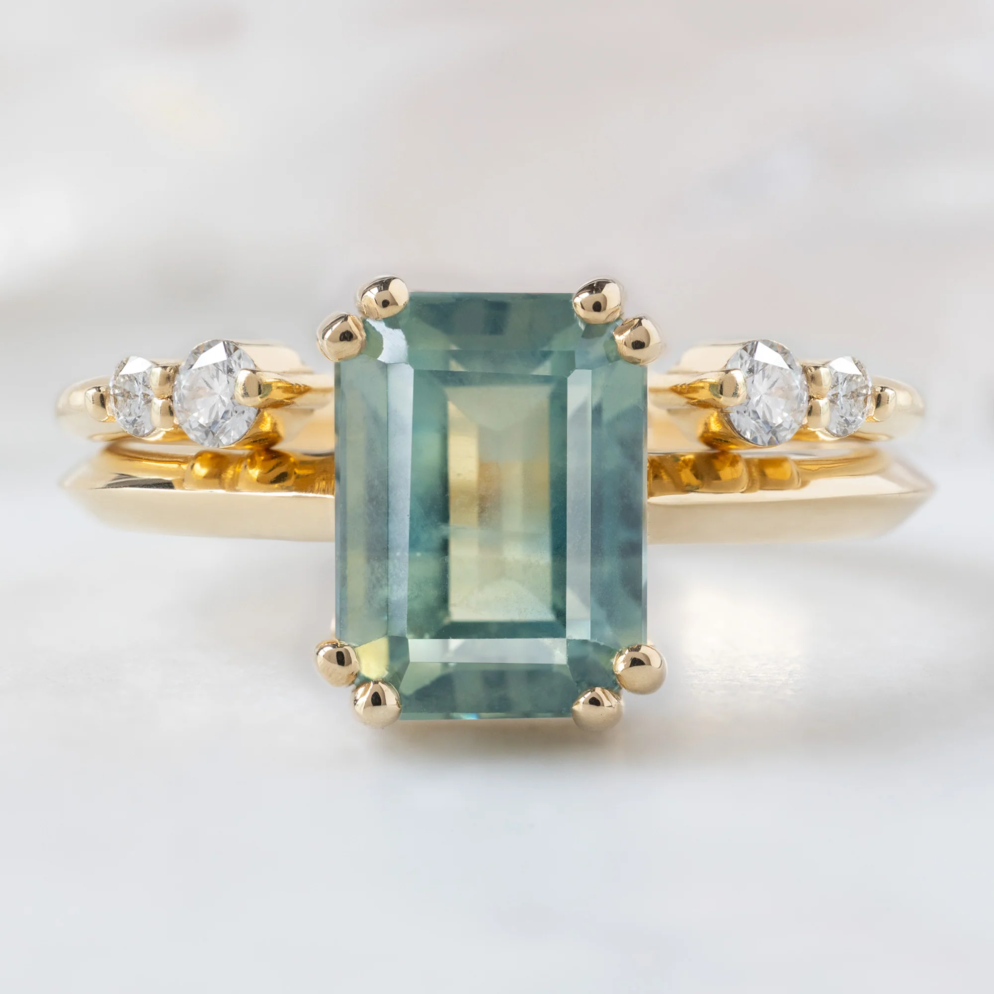 The Bryn Ring | 2.97ct Emerald Cut Bi-Color Sapphire in 14K Yellow Gold - Image 3