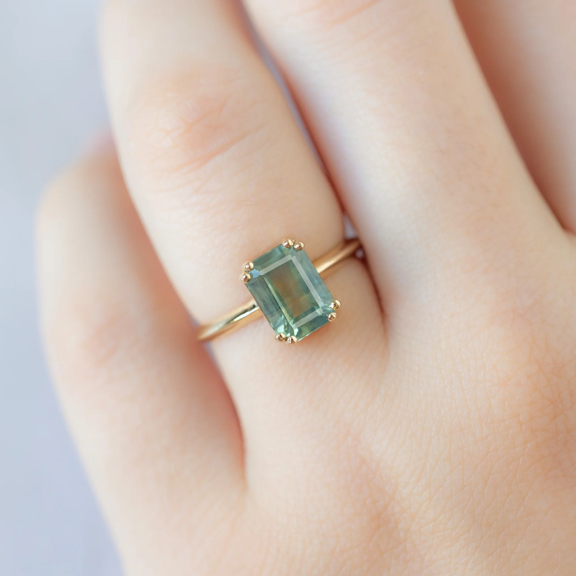 The Bryn Ring | 2.97ct Emerald Cut Bi-Color Sapphire in 14K Yellow Gold - Image 4