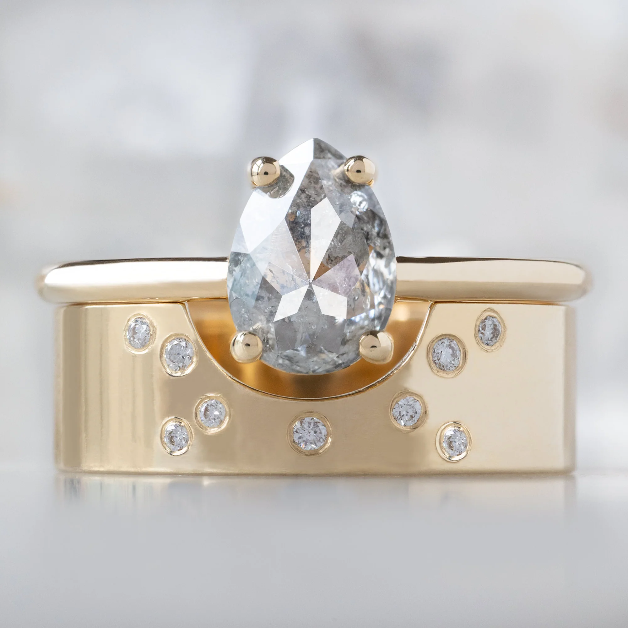 The Bryn Ring | Build Your Own Pear Salt and Pepper Diamond Engagement Ring - Image 4
