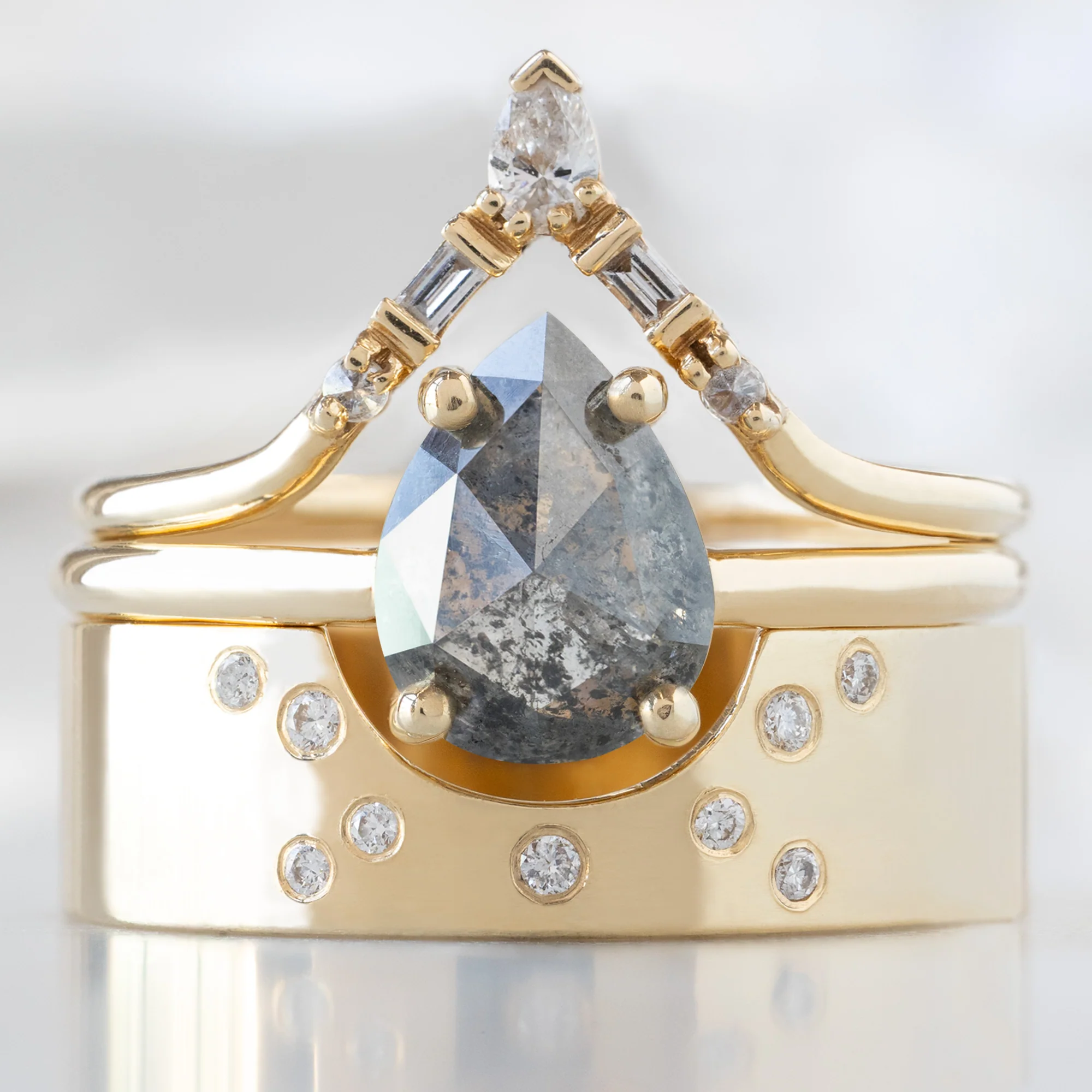 The Bryn Ring | Build Your Own Pear Salt and Pepper Diamond Engagement Ring - Image 5