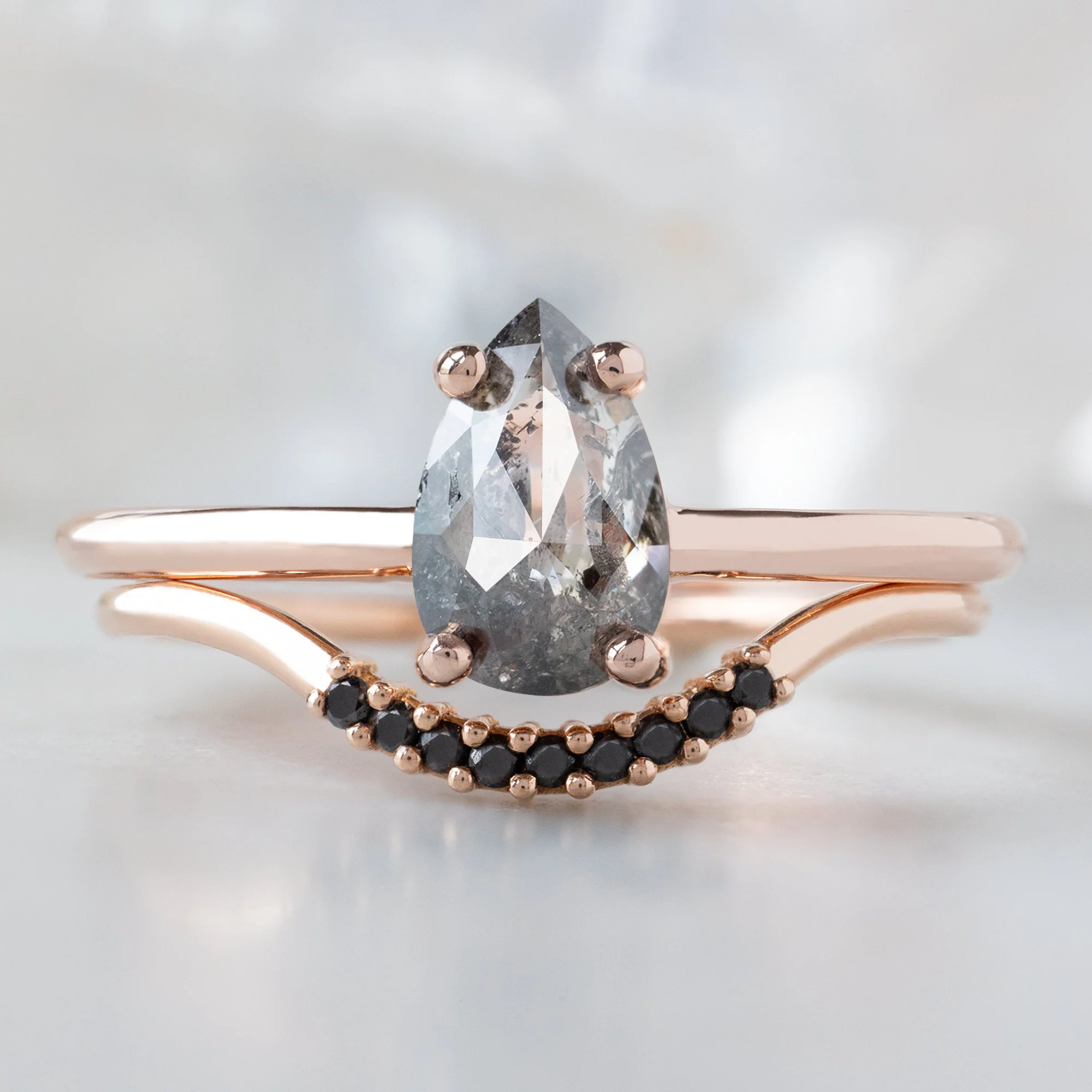 The Bryn Ring | Build Your Own Pear Salt and Pepper Diamond Engagement Ring - Image 8