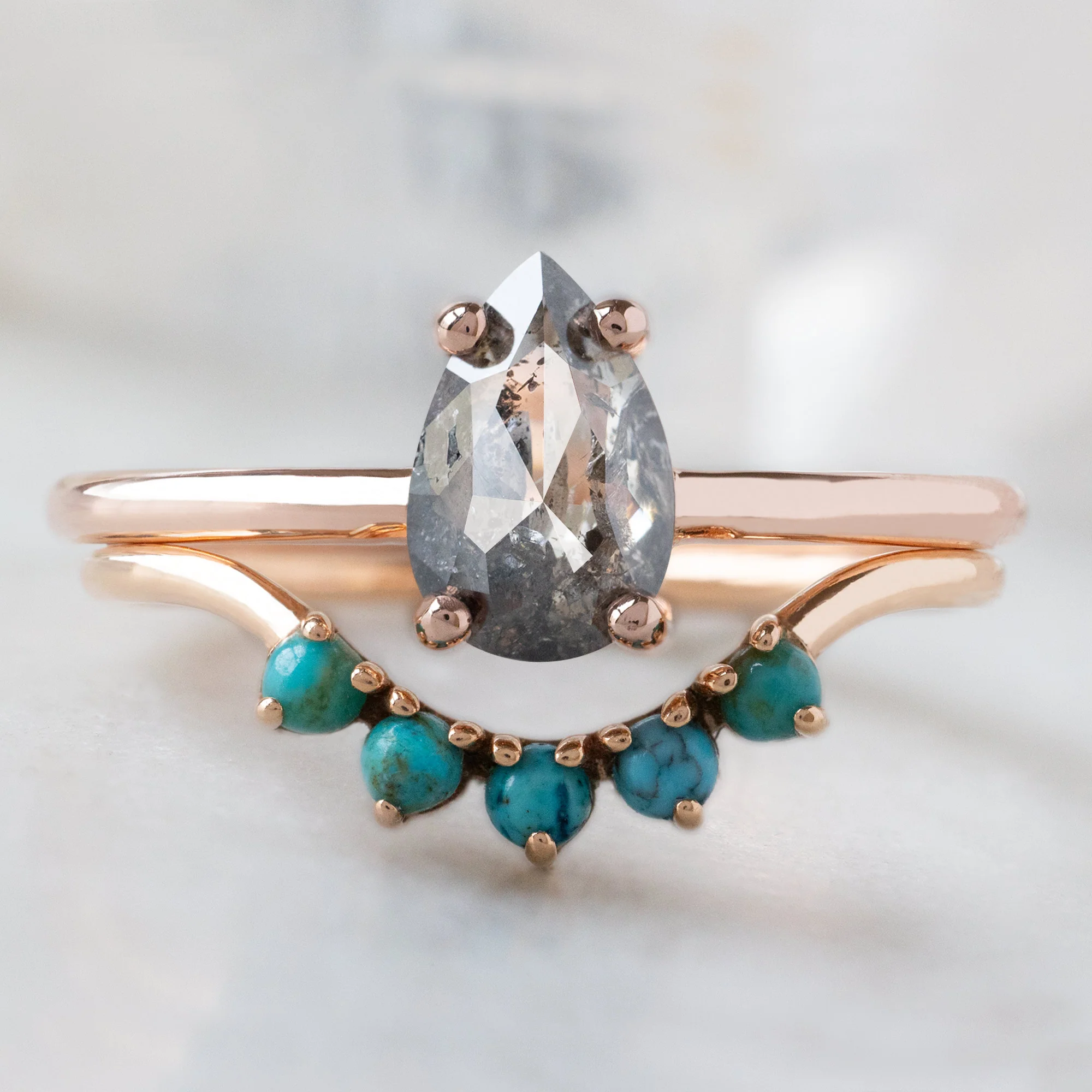 The Bryn Ring | Build Your Own Pear Salt and Pepper Diamond Engagement Ring - Image 9