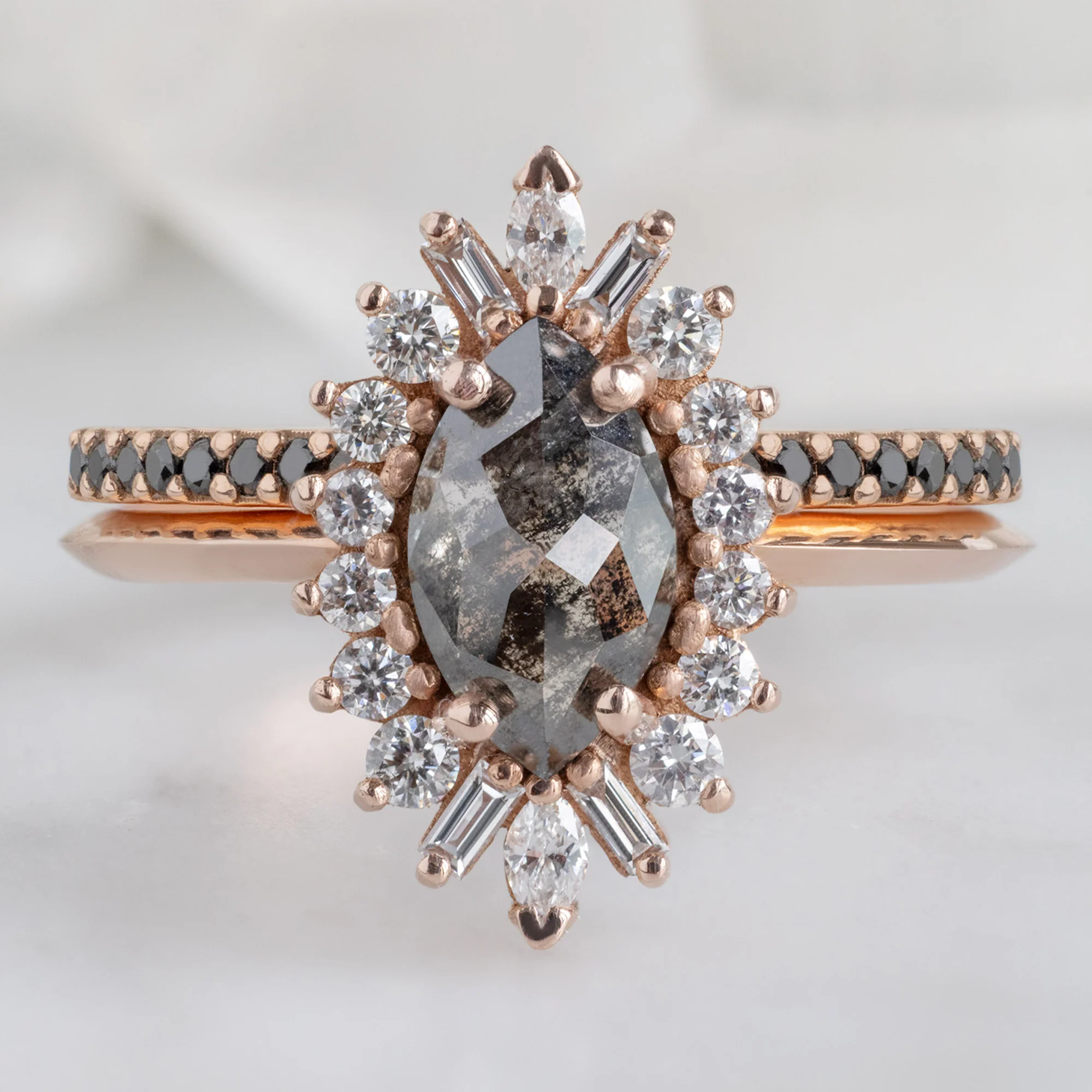 The Camellia Ring | 0.94ct Marquise Cut Black Diamond in 14K Rose Gold - Image 5
