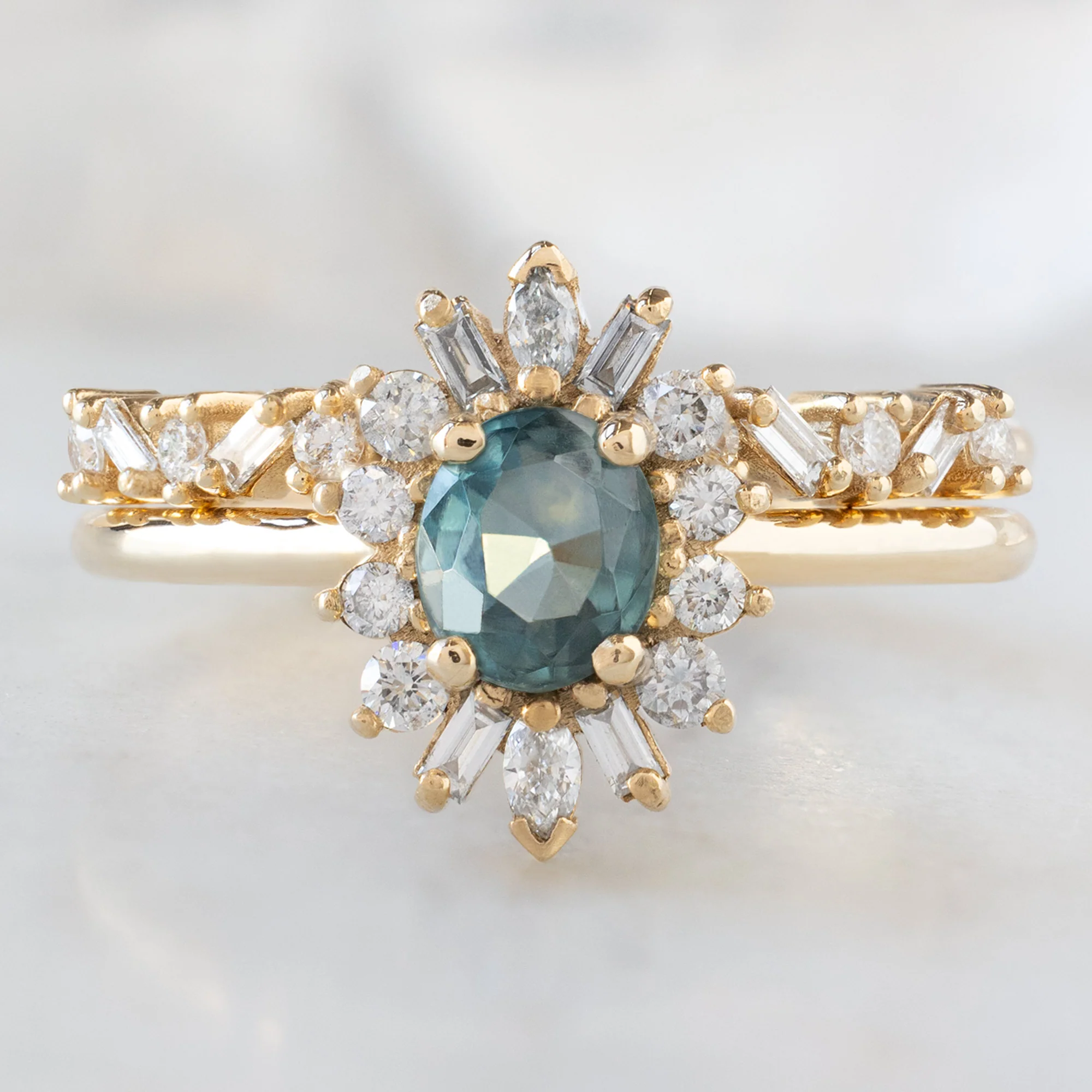 The Camellia Ring | Build Your Own Oval Blue Sapphire Diamond Engagement Ring - Image 3