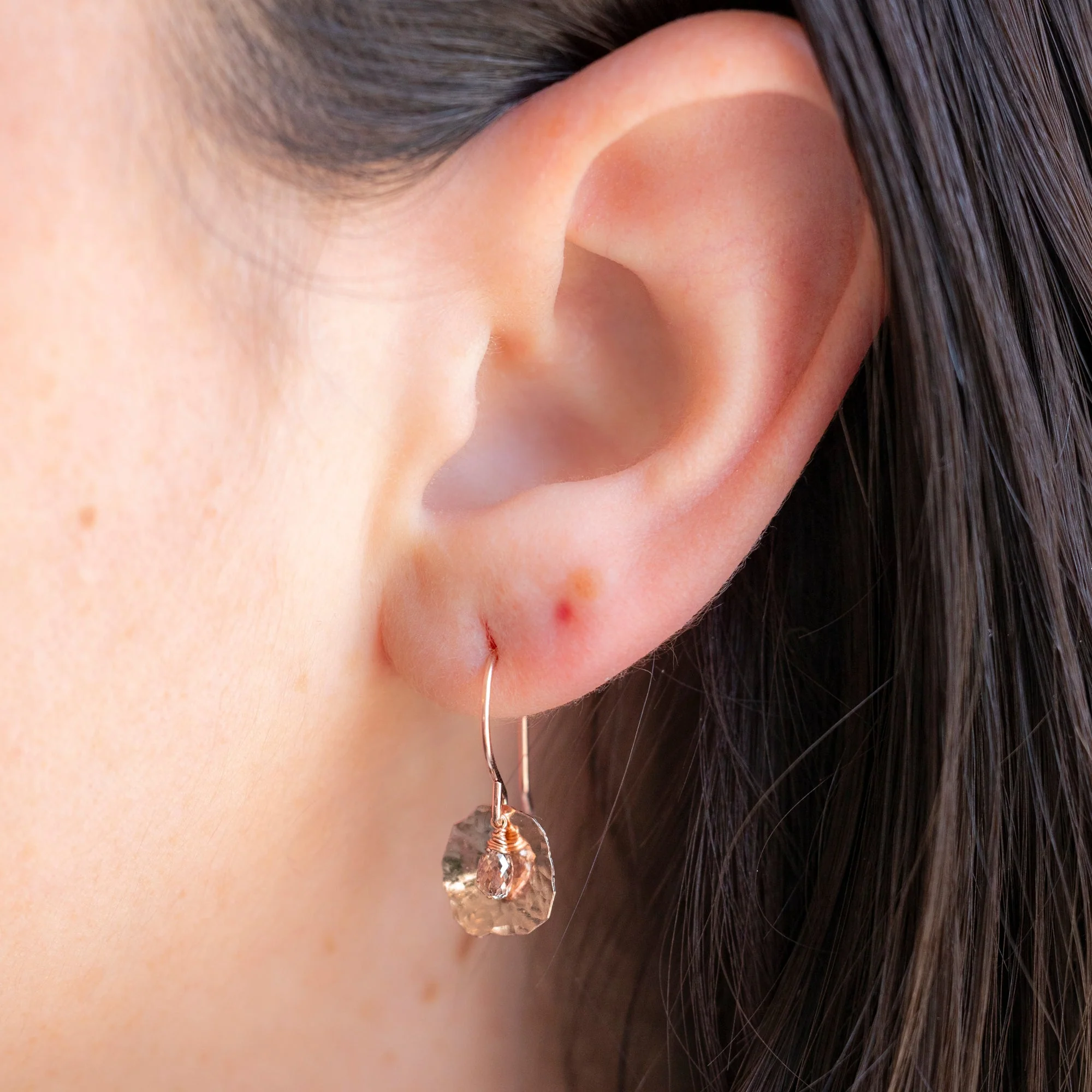 The Champagne Diamond Petal Earrings | Yellow, Rose or Sterling Silver - Image 2