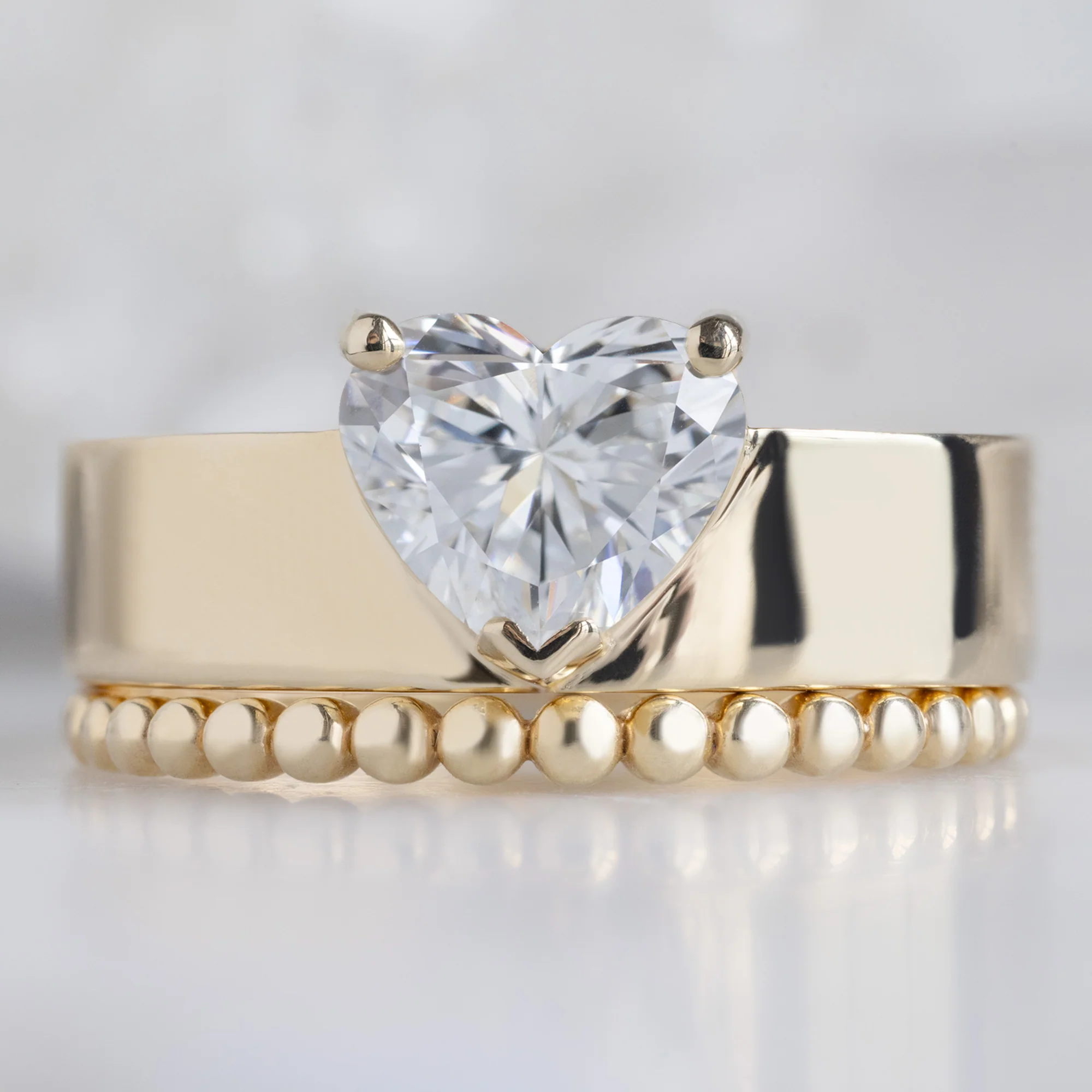 The Cigar Ring | 1.03ct Lab Heart White Diamond in 14K Yellow Gold - Image 3