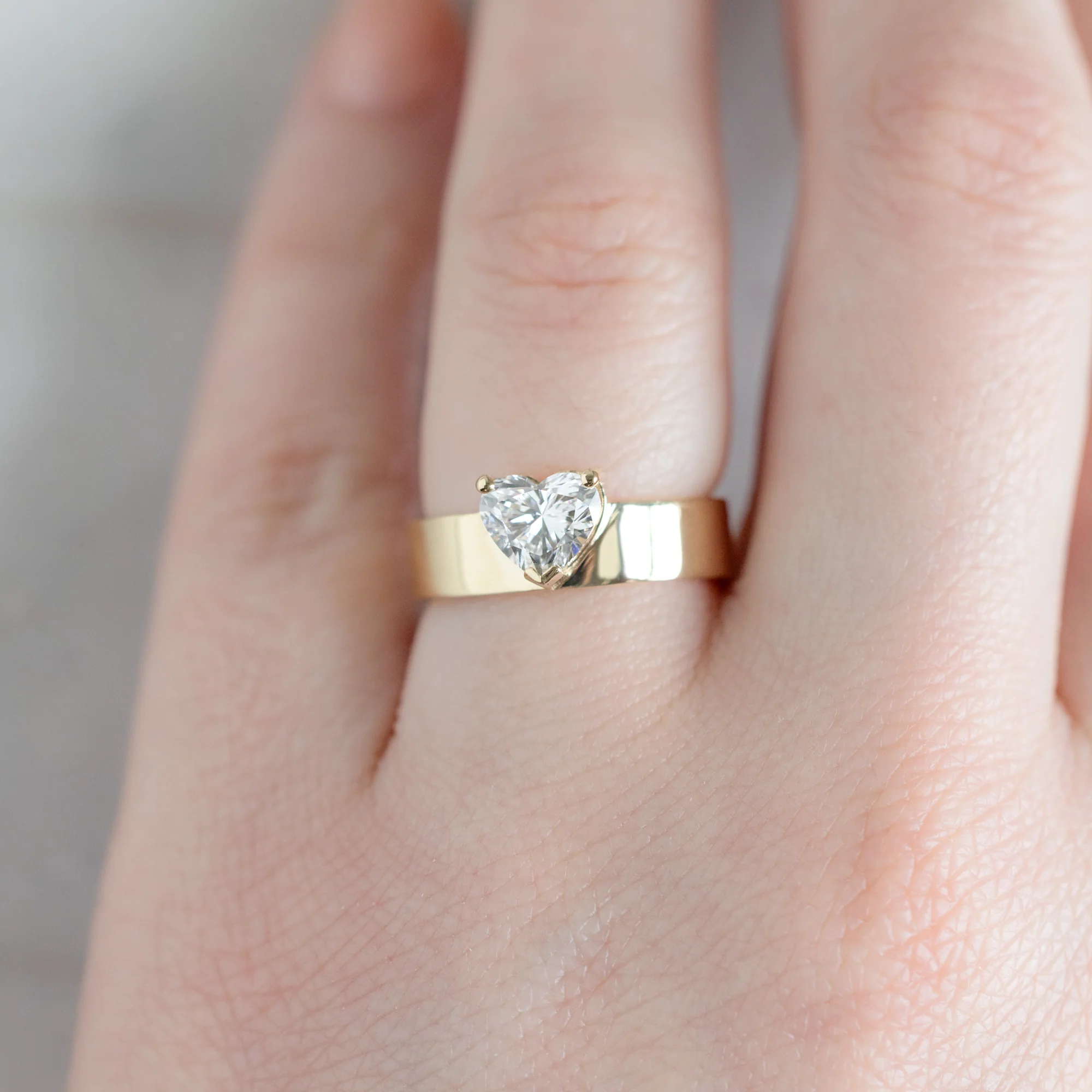 The Cigar Ring | 1.03ct Lab Heart White Diamond in 14K Yellow Gold - Image 4