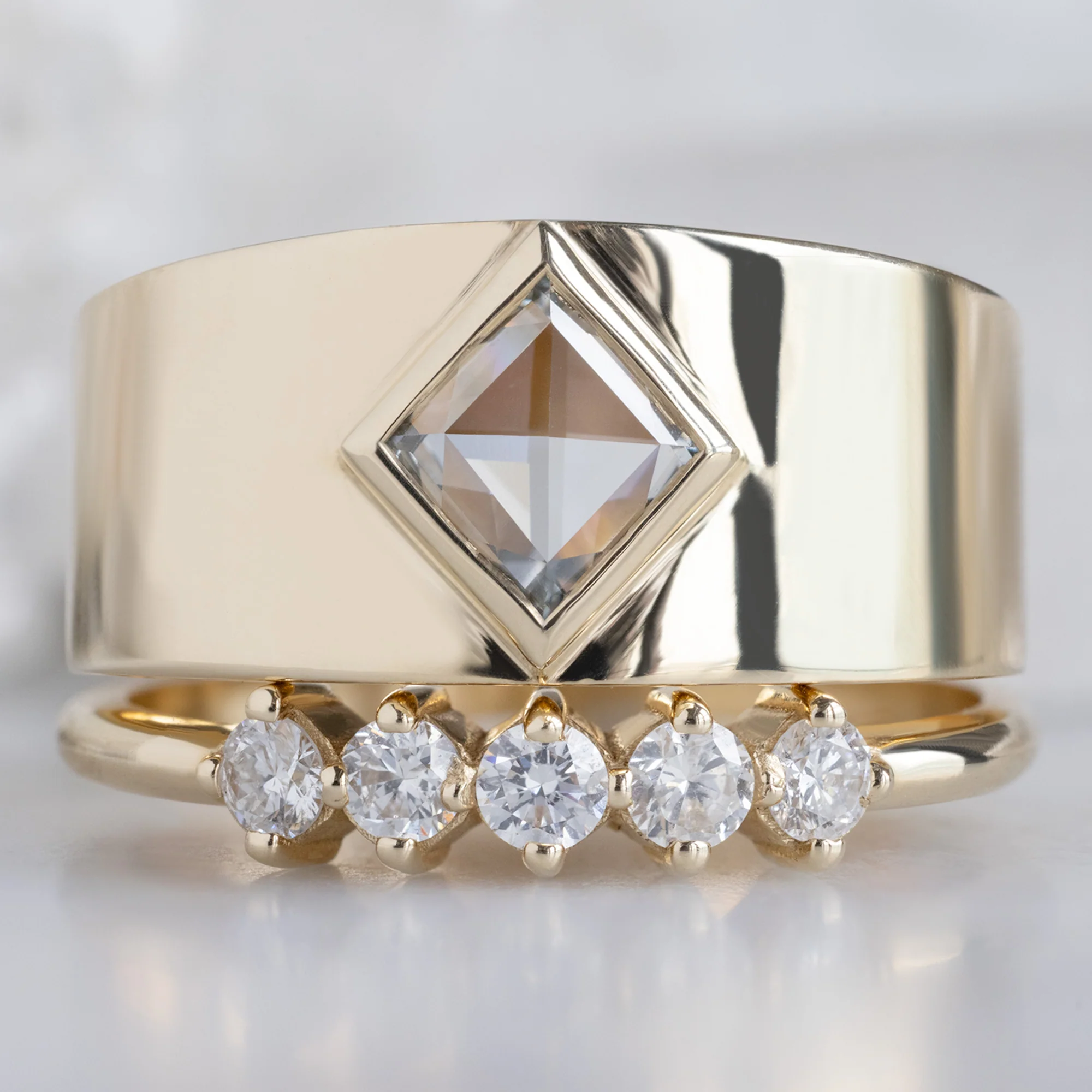 The Cigar Ring | .54ct Natural Kite White Diamond in 14K Yellow Gold - Image 3