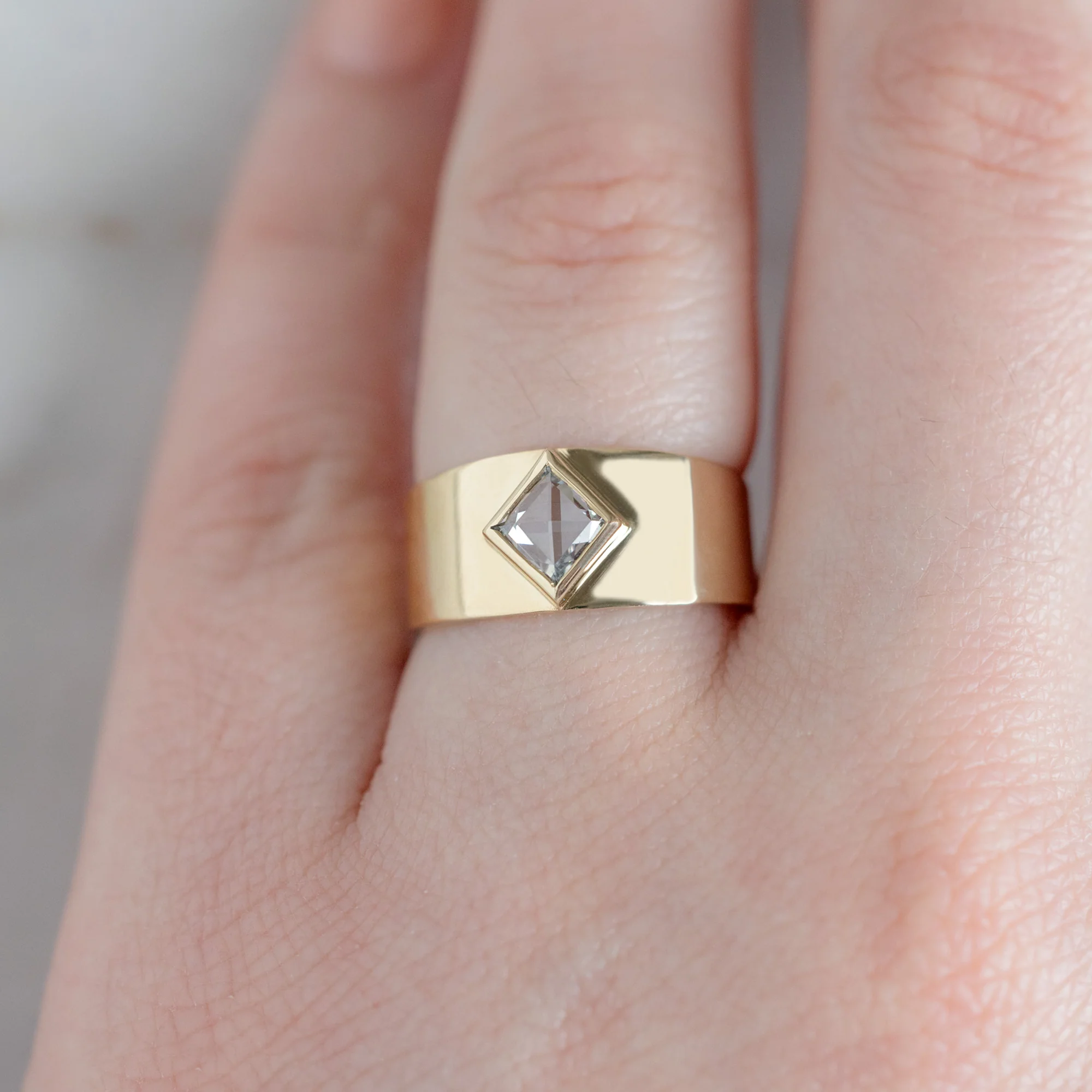 The Cigar Ring | .54ct Natural Kite White Diamond in 14K Yellow Gold - Image 4