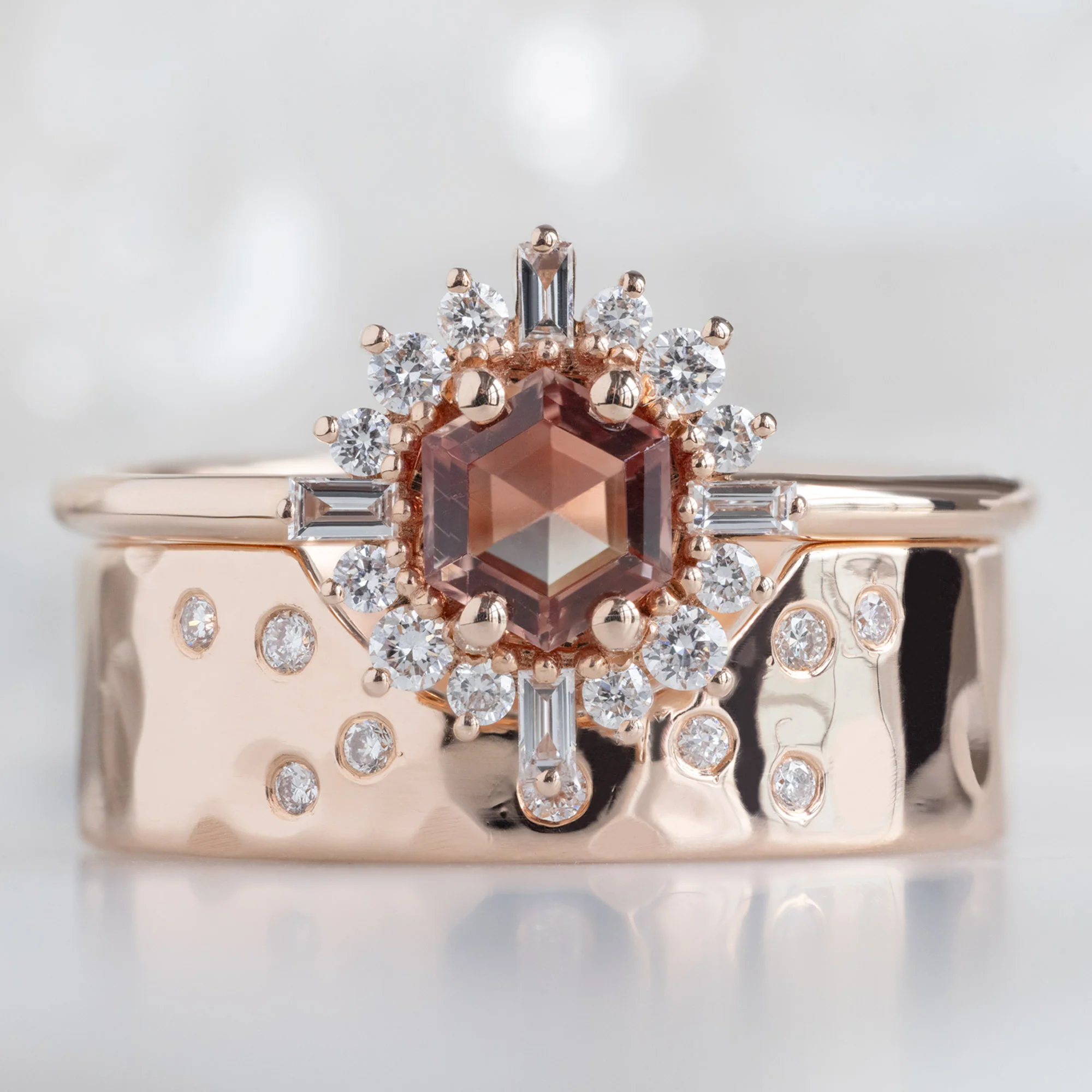The Compass Ring | 0.37ct Hexagon Sunstone in 14K Rose Gold - Image 4