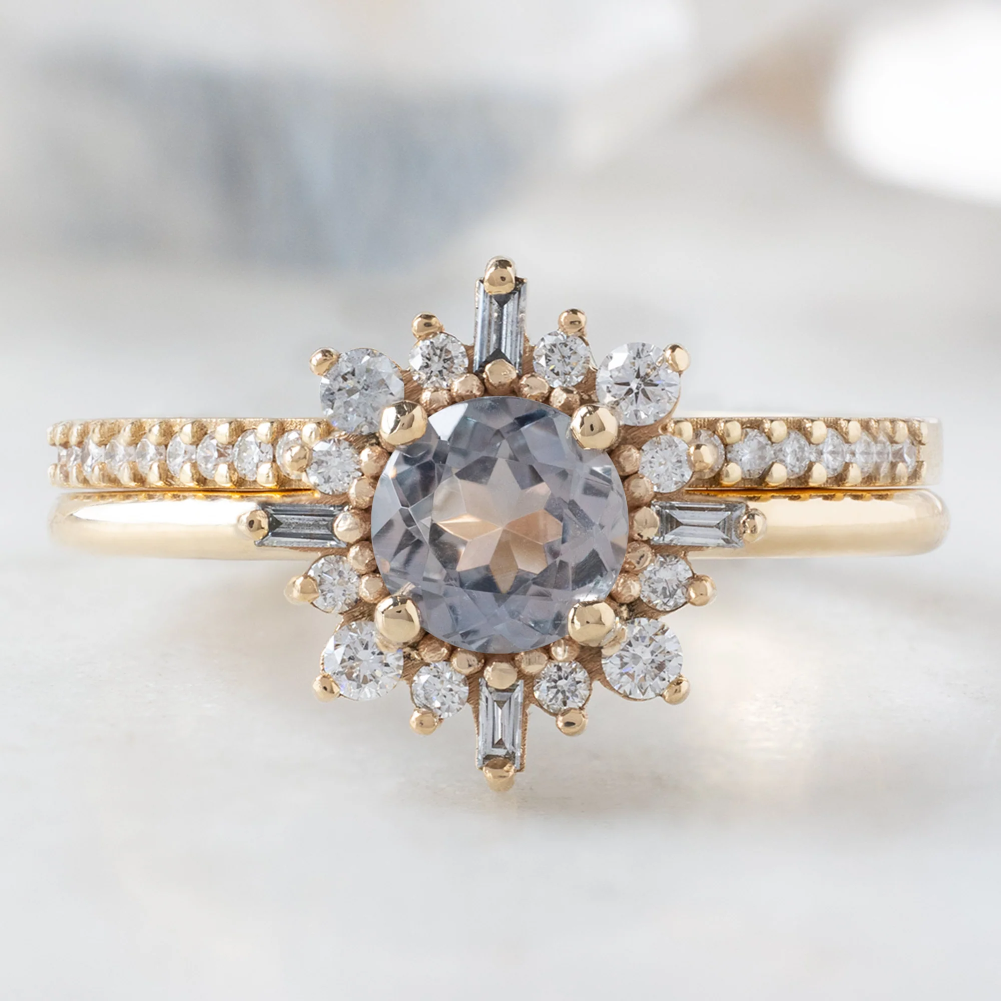 The Compass Ring | 0.77ct Round Lavender Sapphire in 14K Yellow Gold - Image 4