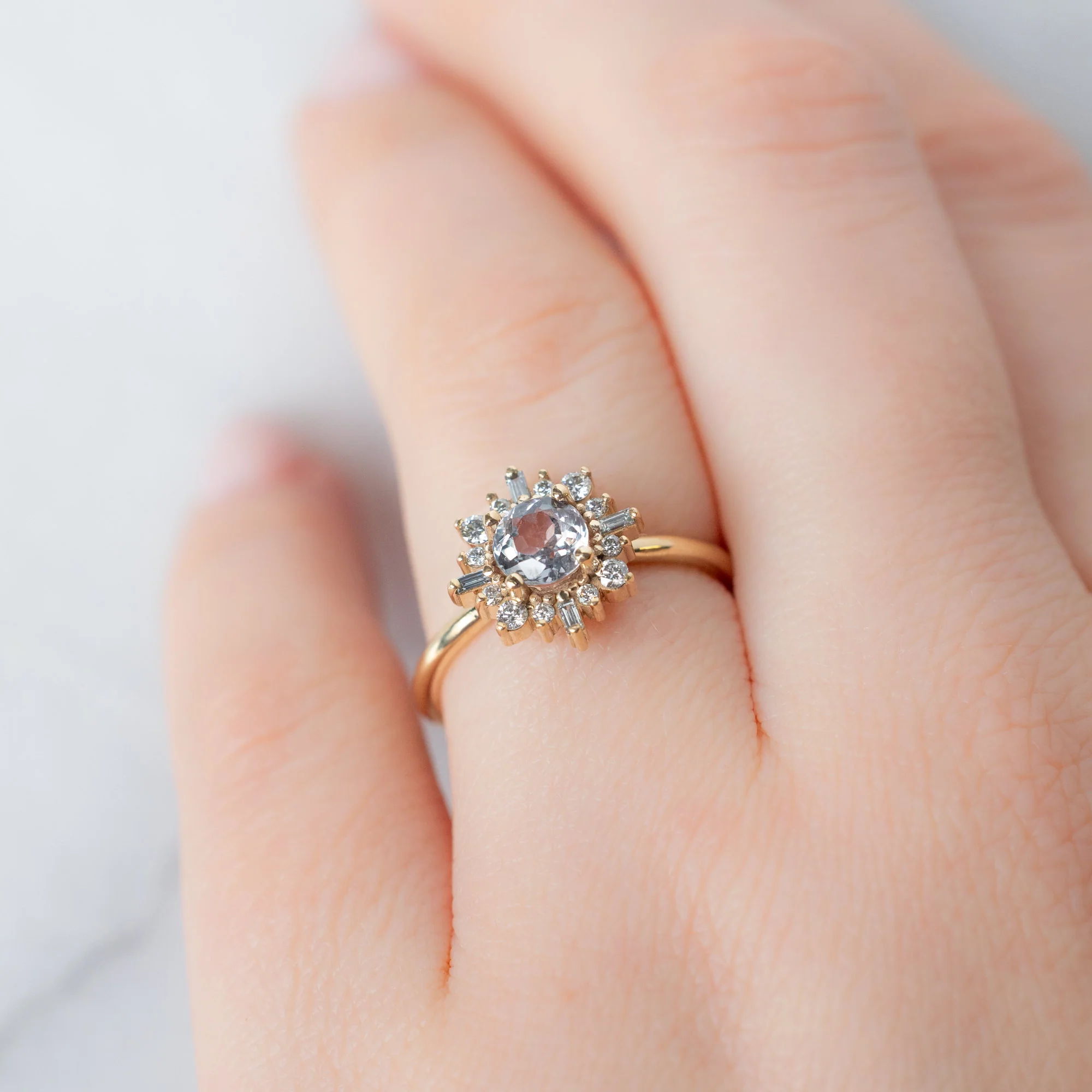 The Compass Ring | 0.77ct Round Lavender Sapphire in 14K Yellow Gold - Image 5