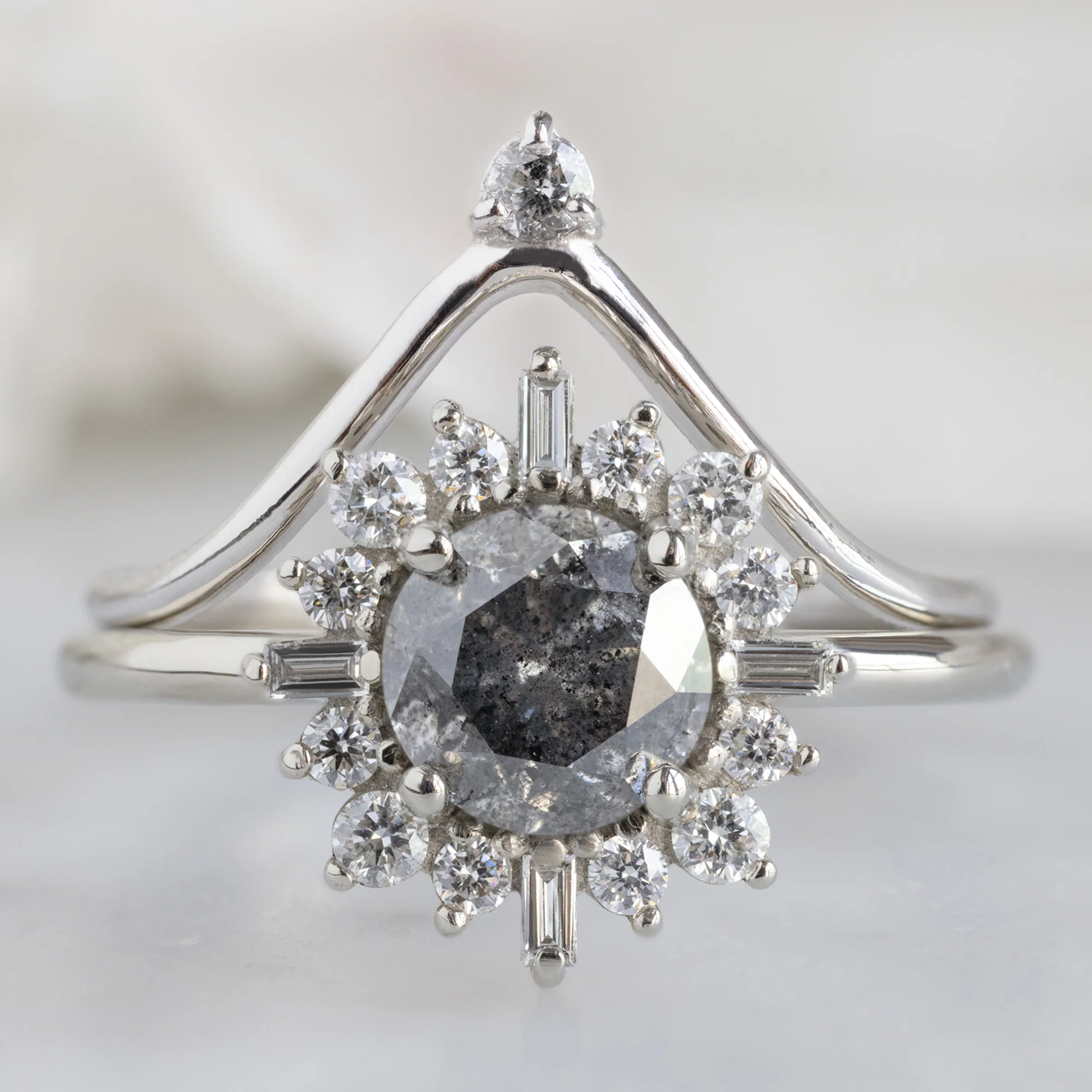 The Compass Ring | 0.96ct Round Salt and Pepper Diamond in 14K White Gold - Image 5