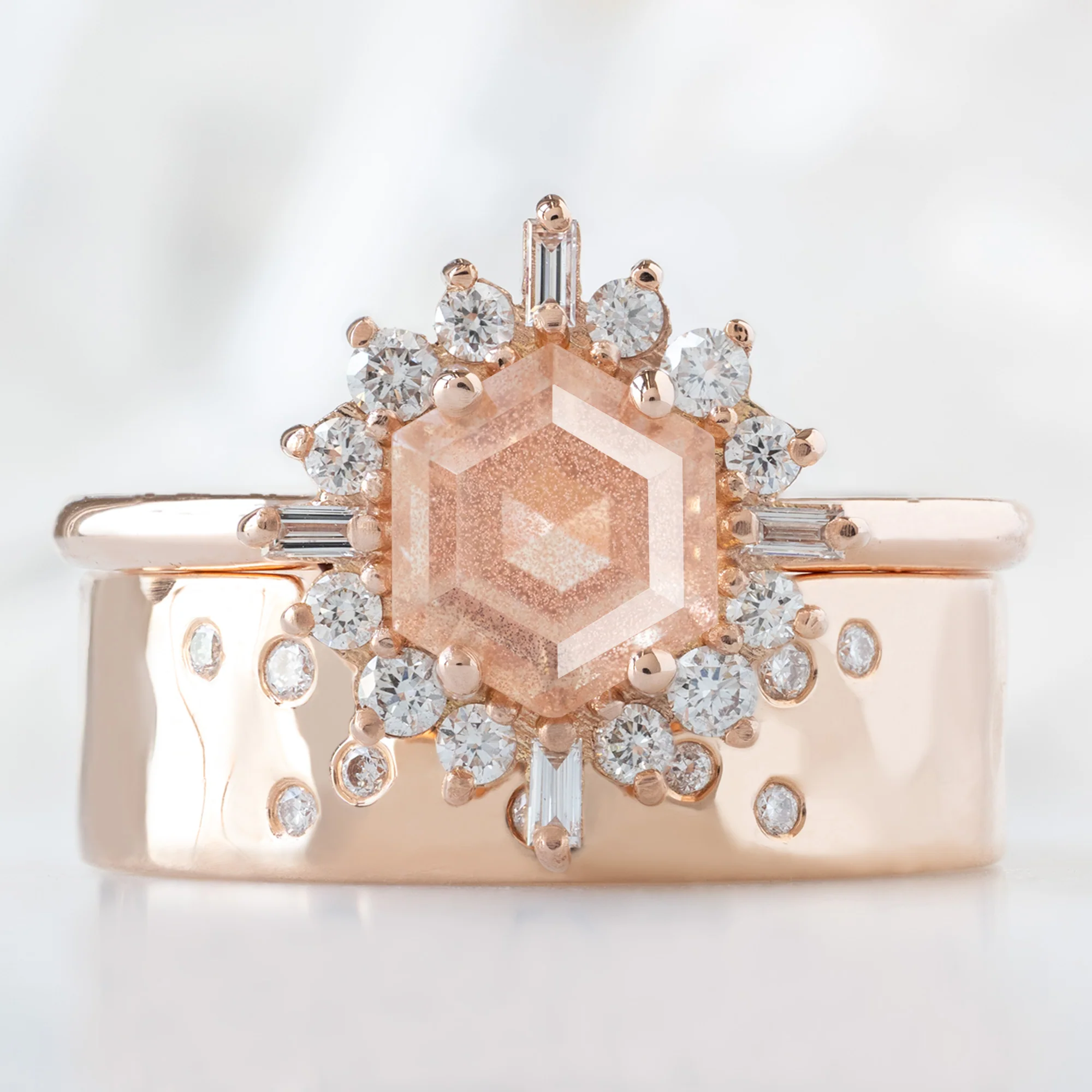 The Compass Ring | 0.98ct Hexagon Oregon Sunstone in 14K Rose Gold - Image 3