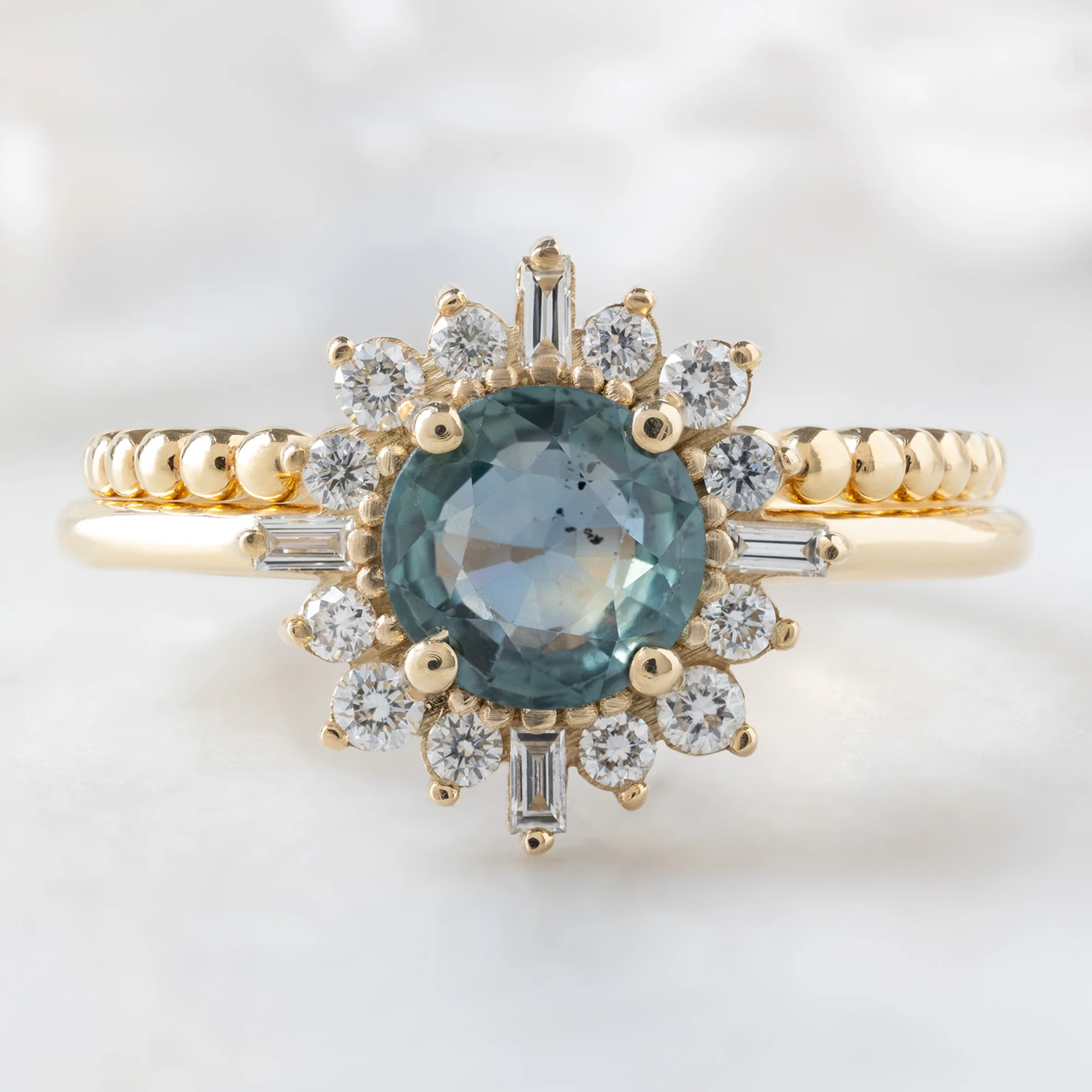 The Compass Ring | 0.98ct Round Blue Sapphire in 14K Yellow Gold - Image 3