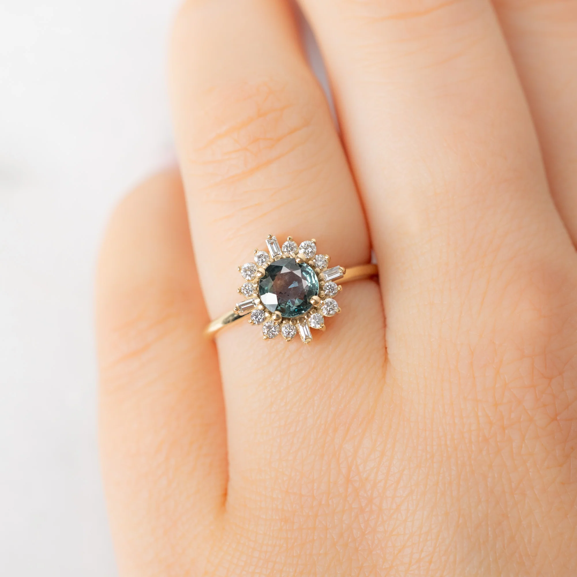 The Compass Ring | 0.98ct Round Blue Sapphire in 14K Yellow Gold - Image 4