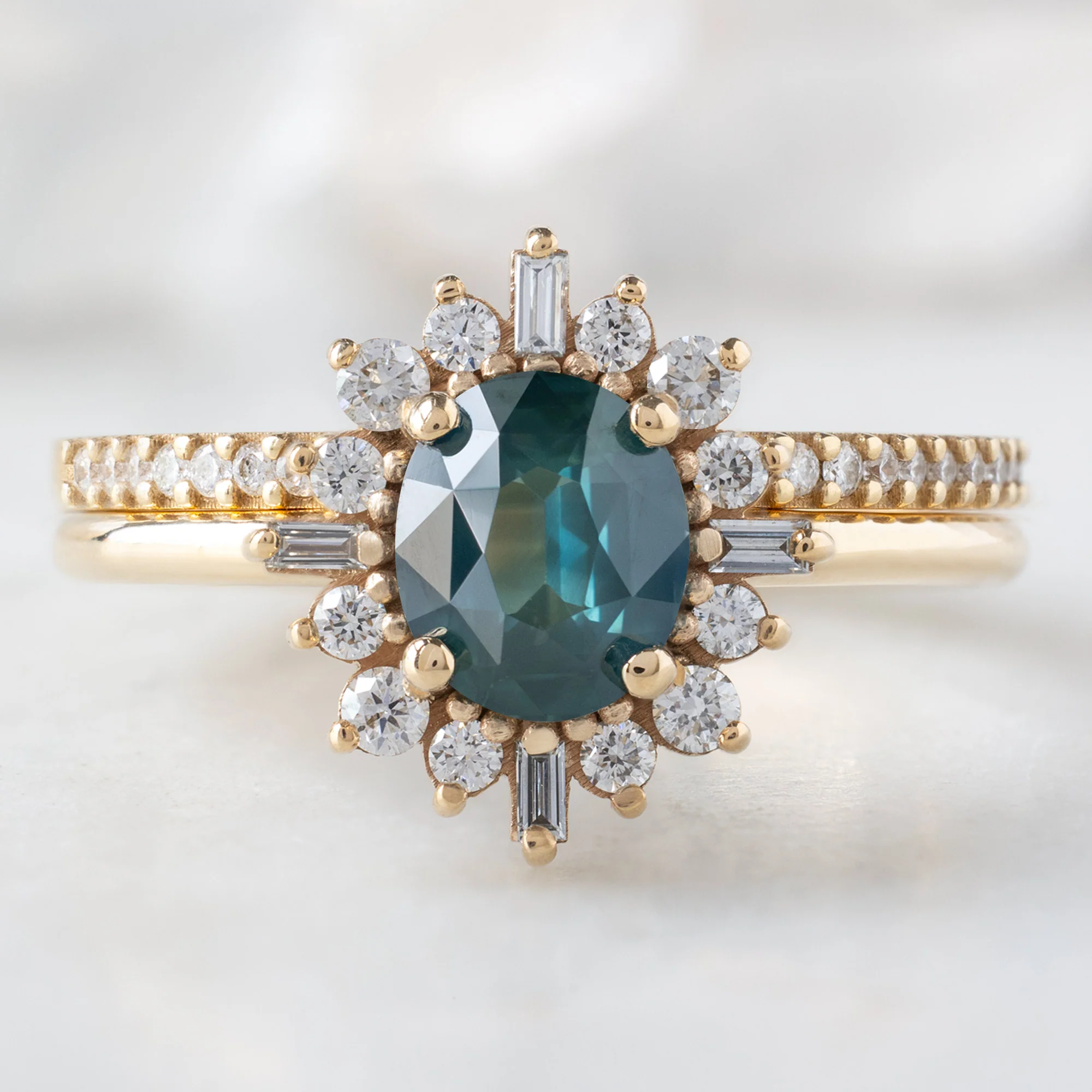The Compass Ring | 1.03ct Oval Blue Sapphire in 14K Yellow Gold - Image 4