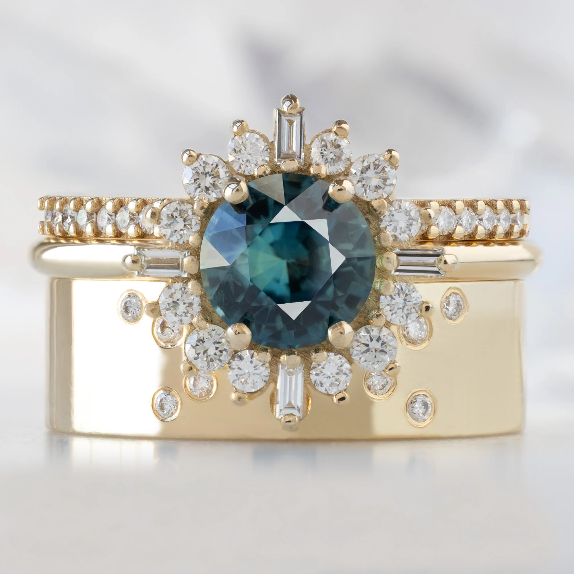 The Compass Ring | 1.19ct Round Blue Sapphire in 14K Yellow Gold - Image 2