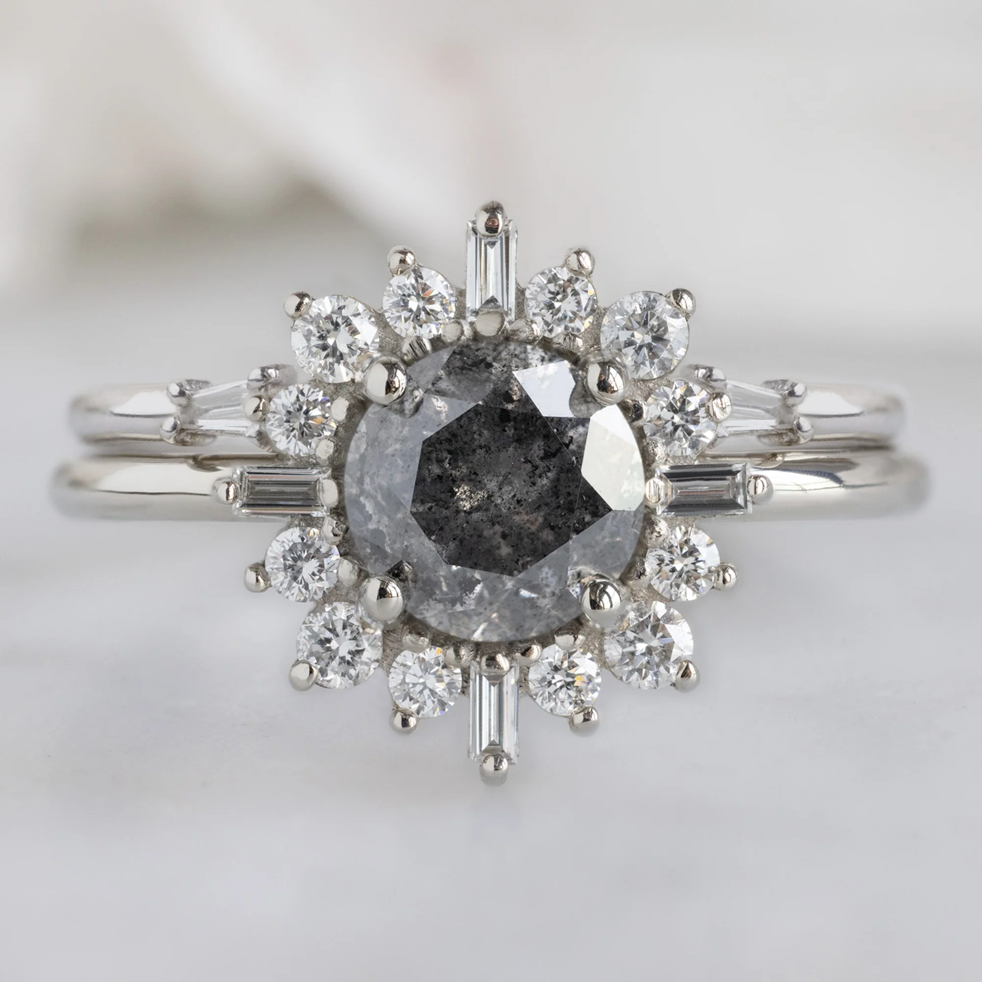 The Compass Ring | Build Your Own Round Salt and Pepper Diamond Engagement Ring - Image 3