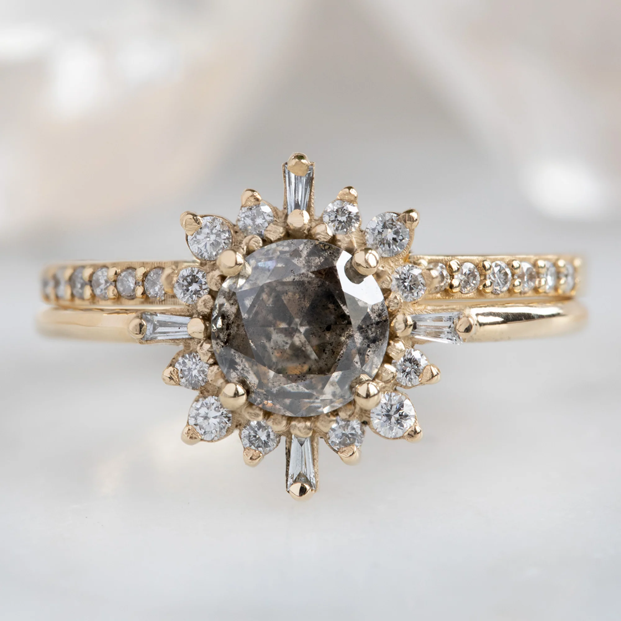The Compass Ring | Build Your Own Round Salt and Pepper Diamond Engagement Ring - Image 4