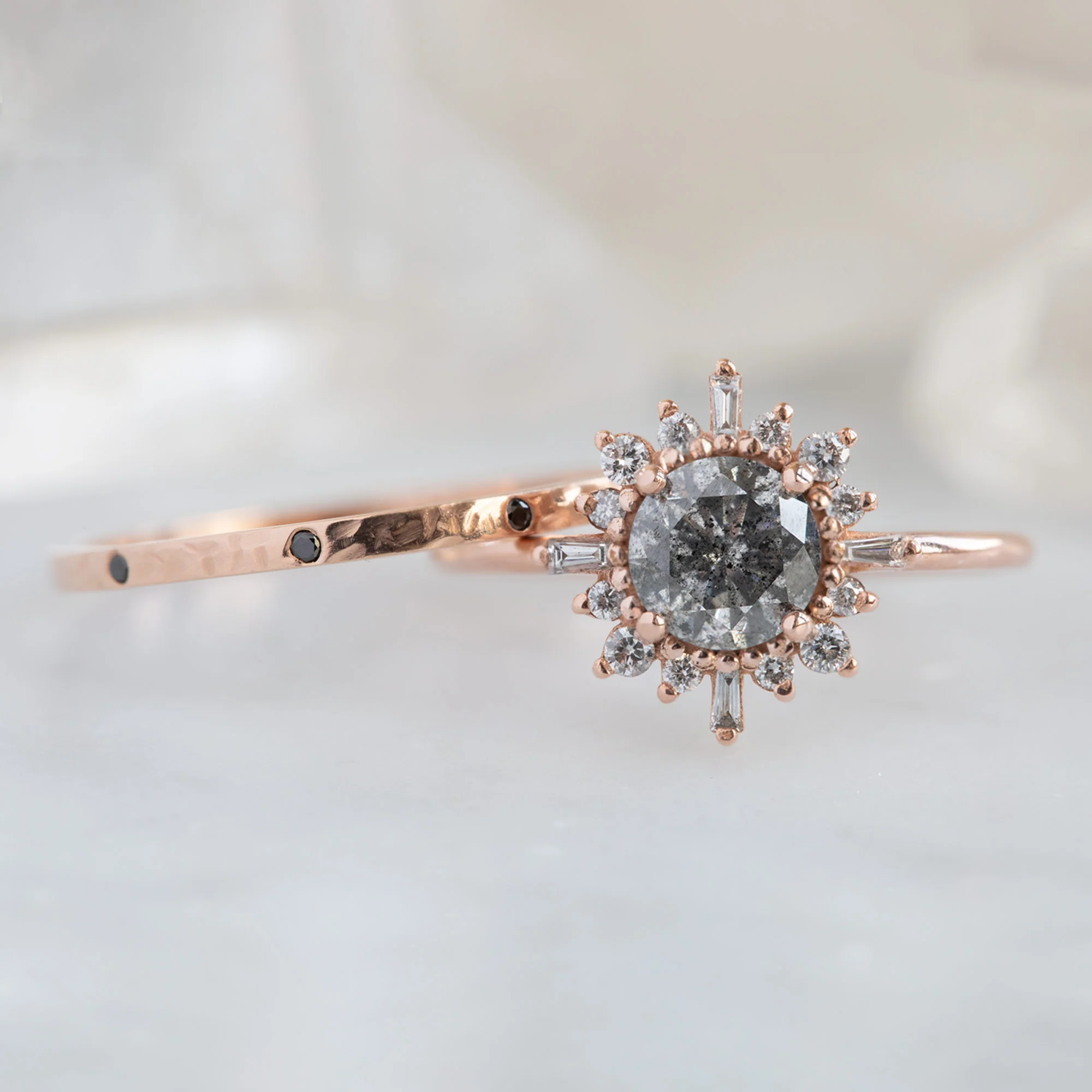 The Compass Ring | Build Your Own Round Salt and Pepper Diamond Engagement Ring - Image 5