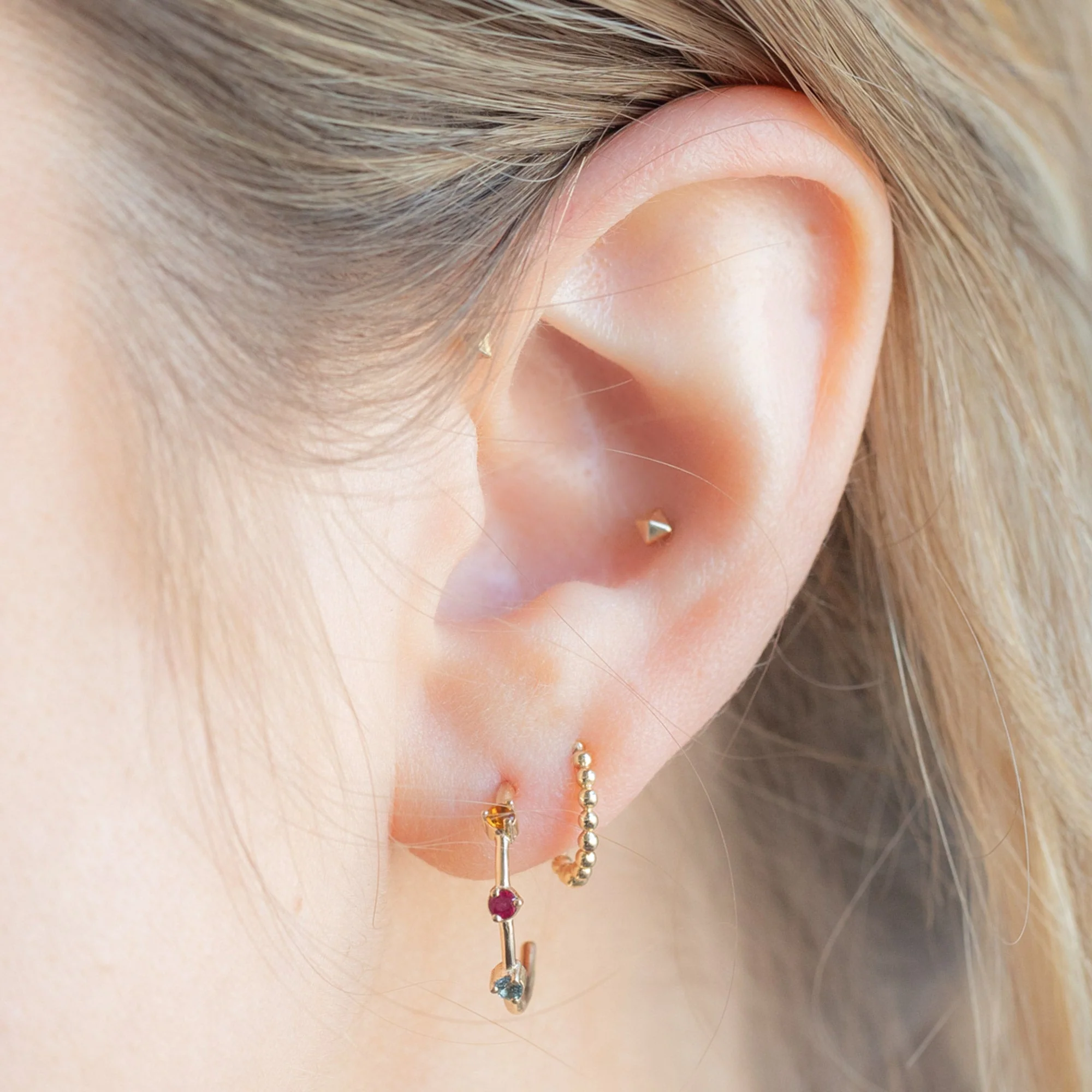 The Custom Multi-Birthstone Hoops | 3 Stones - Image 2