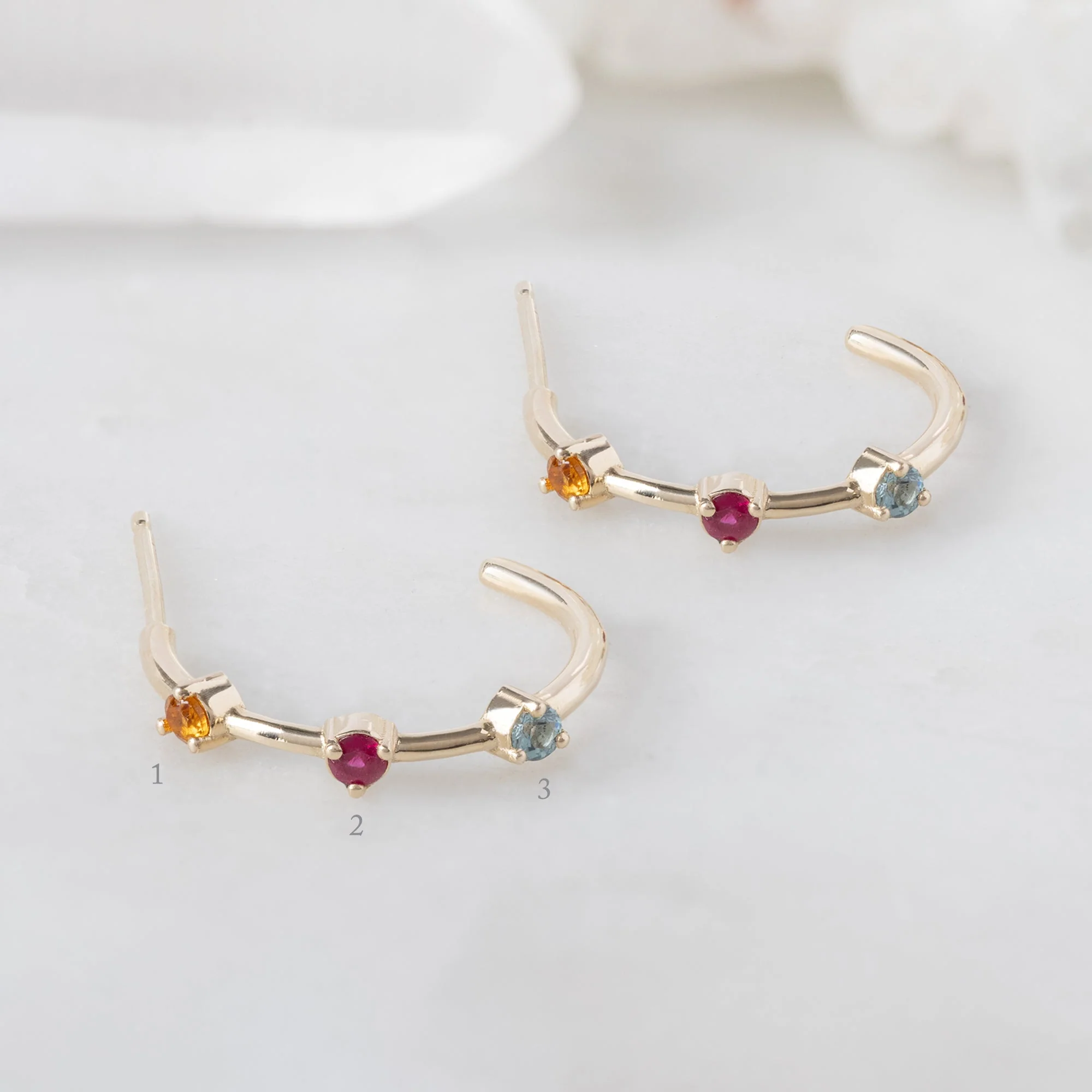The Custom Multi-Birthstone Hoops | 3 Stones - Image 3