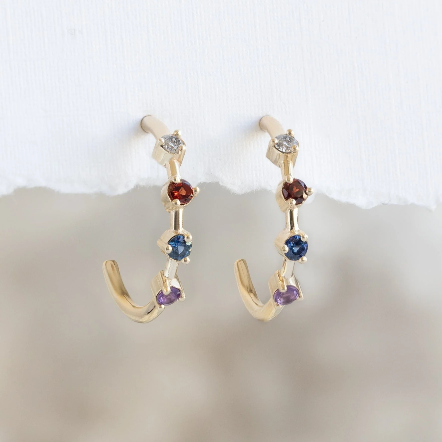 The Custom Multi-Birthstone Hoops | 4 Stones