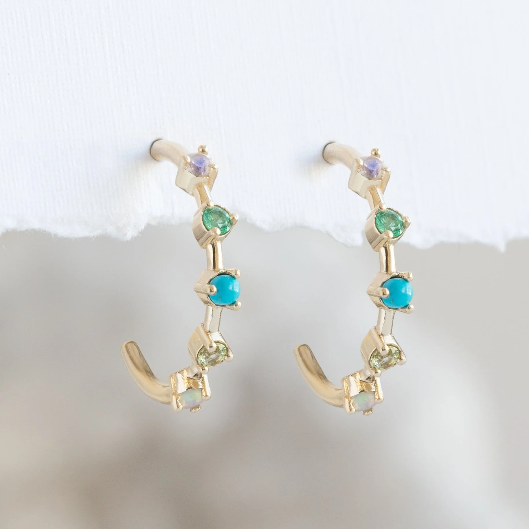 The Custom Multi-Birthstone Hoops | 5 Stones