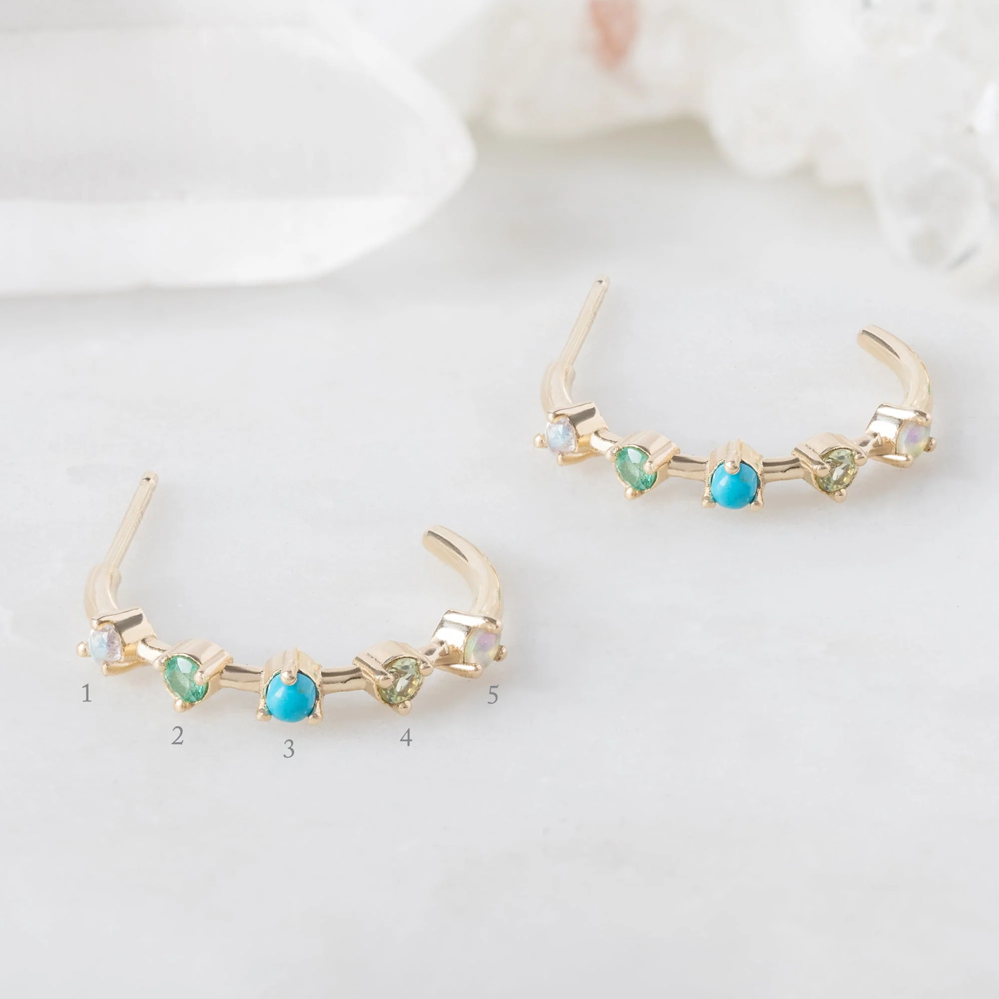The Custom Multi-Birthstone Hoops | 5 Stones - Image 3