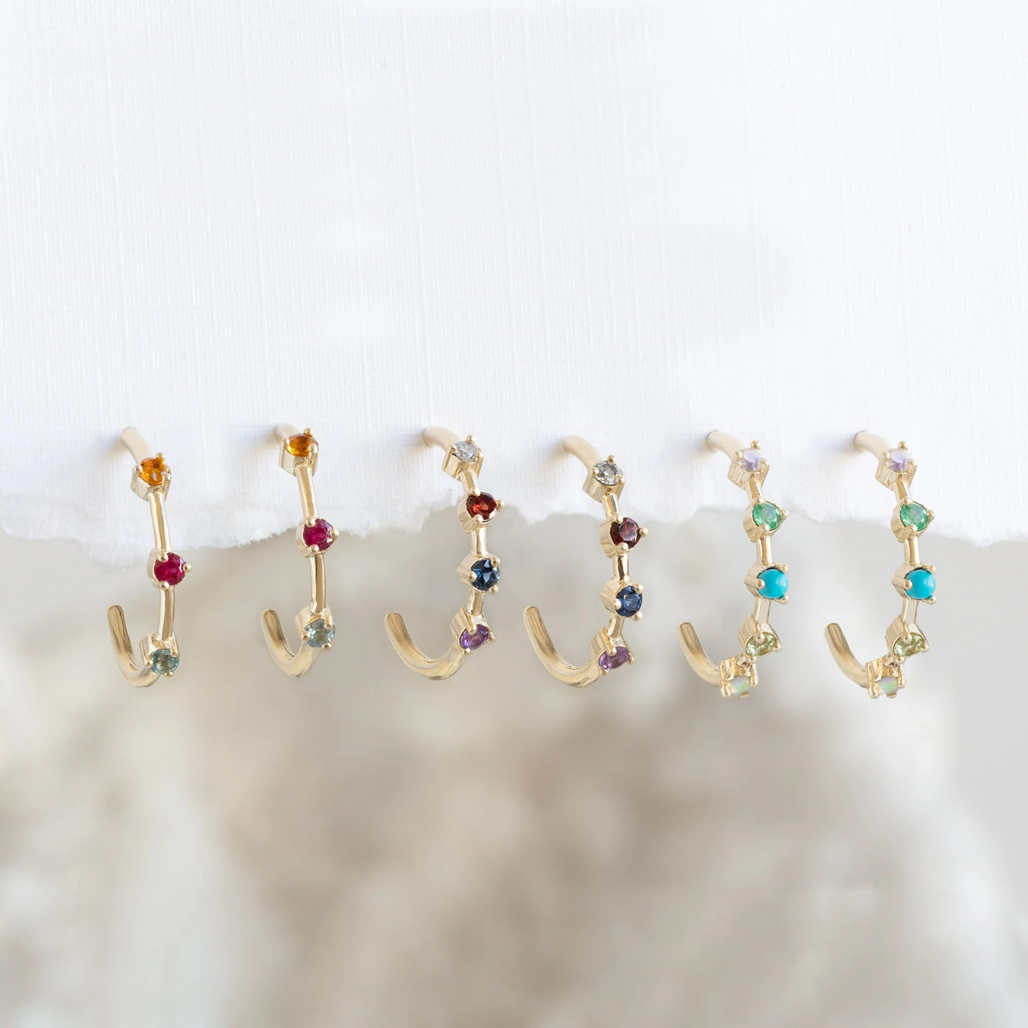 The Custom Multi-Birthstone Hoops | 5 Stones - Image 4