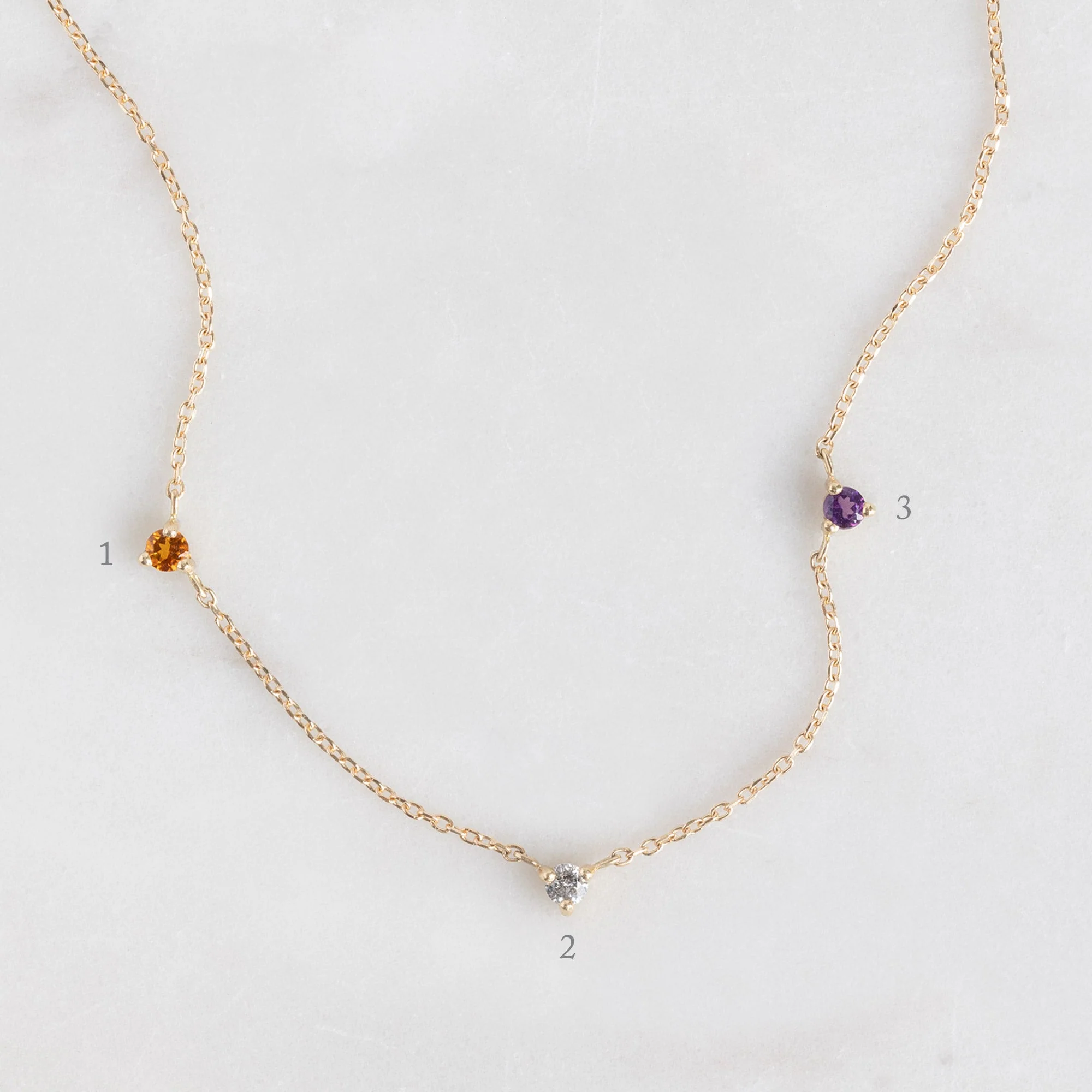 The Custom Multi-Birthstone Necklace | 3 Stones - Image 3